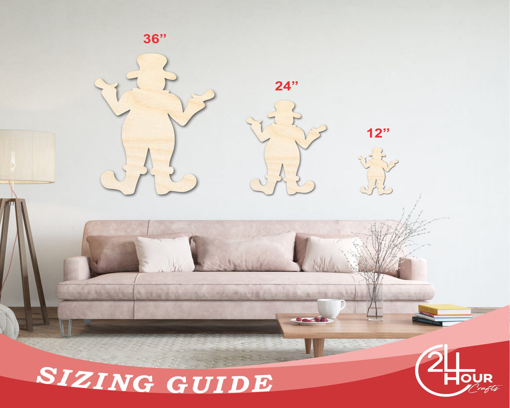 Unfinished Wood Clown Shape | Craft Cutout | up to 46" DIY