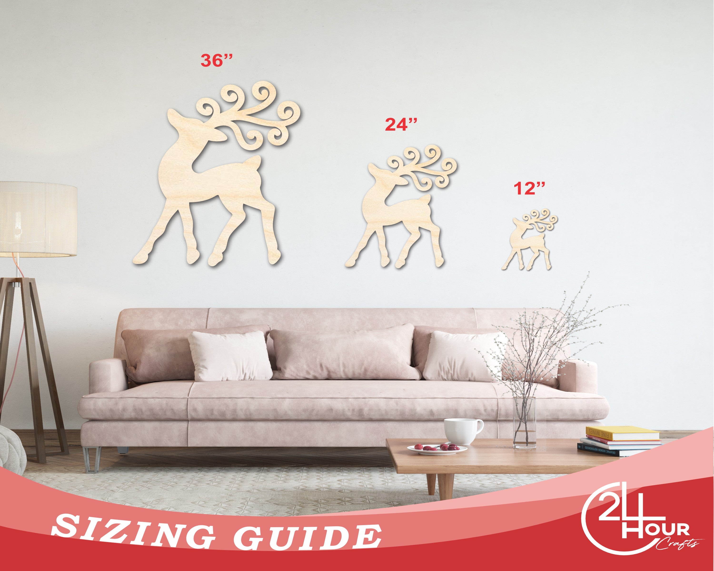 Unfinished Wood Reindeer Shape - Craft - up to 46" DIY