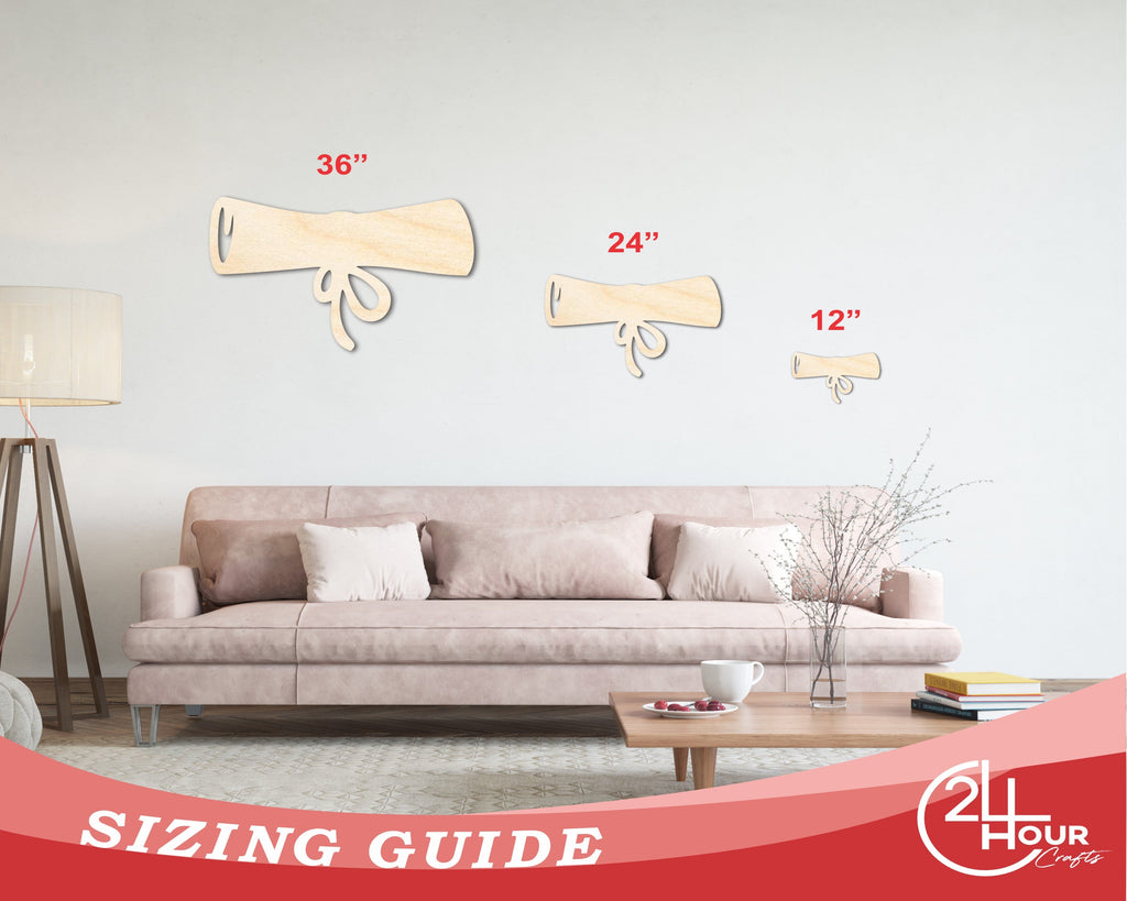 Unfinished Wood Diploma Shape - Graduation Craft - up to 46" DIY