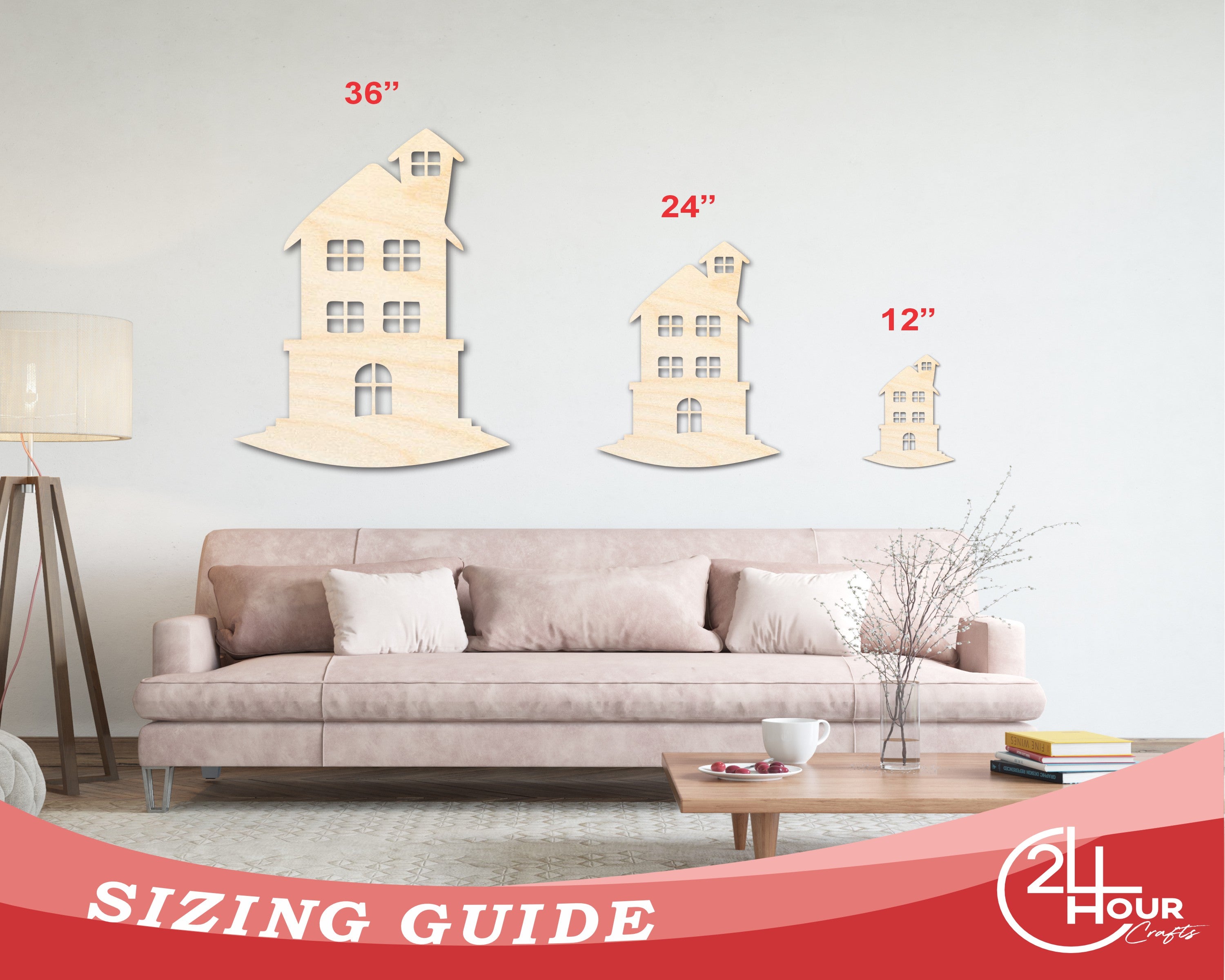 Unfinished Wood Tall House Shape | Craft Cutout | up to 46" DIY