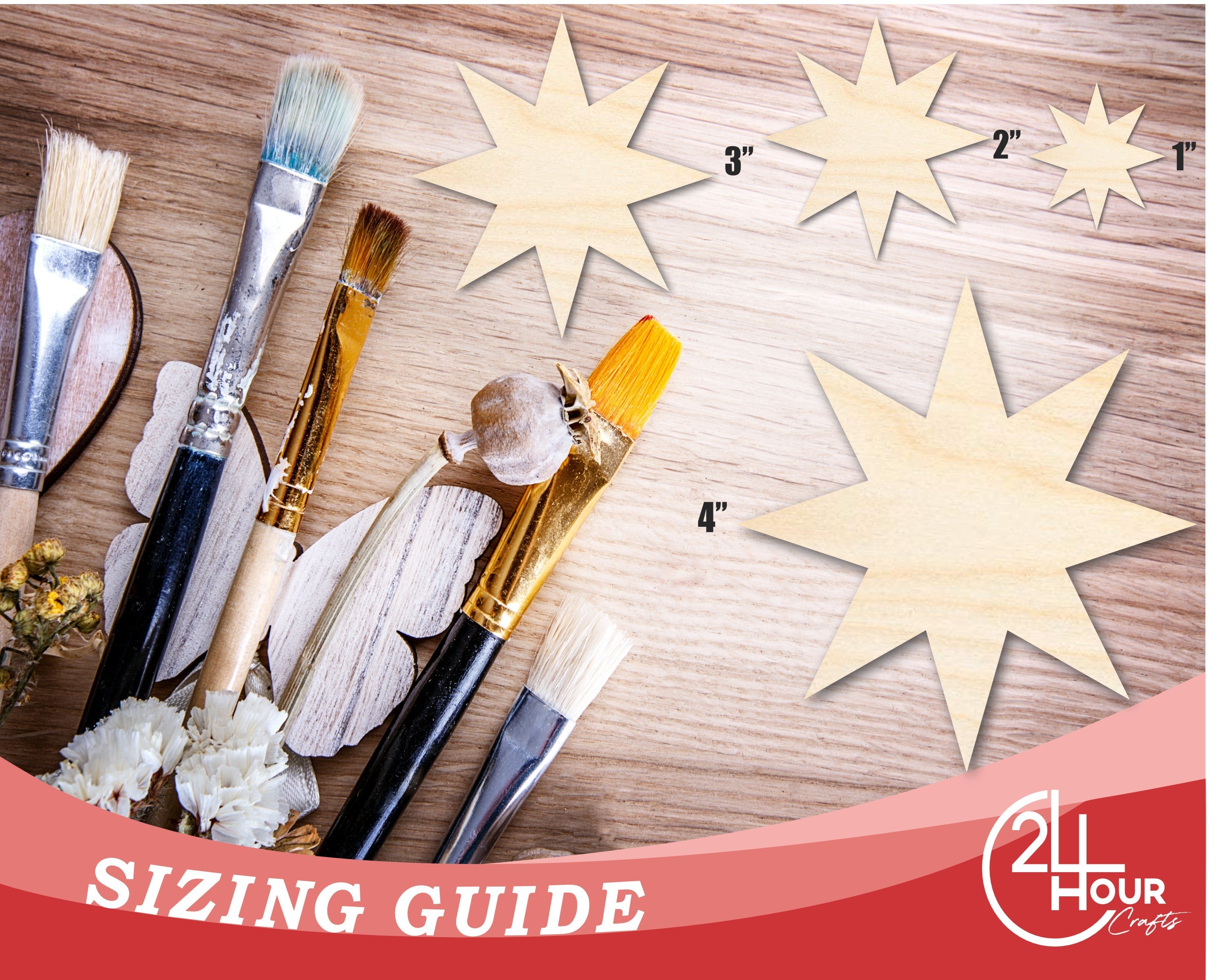 Unfinished Wood 8-Pointed Star Shape | DIY Craft Cutout | Up to 36"