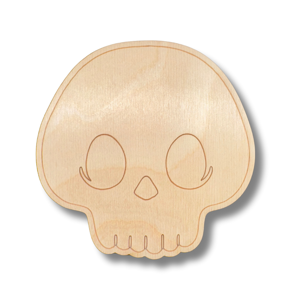 Unfinished Wood Etched Skull Shape | Paint By Line Crafts | up to 30" DIY