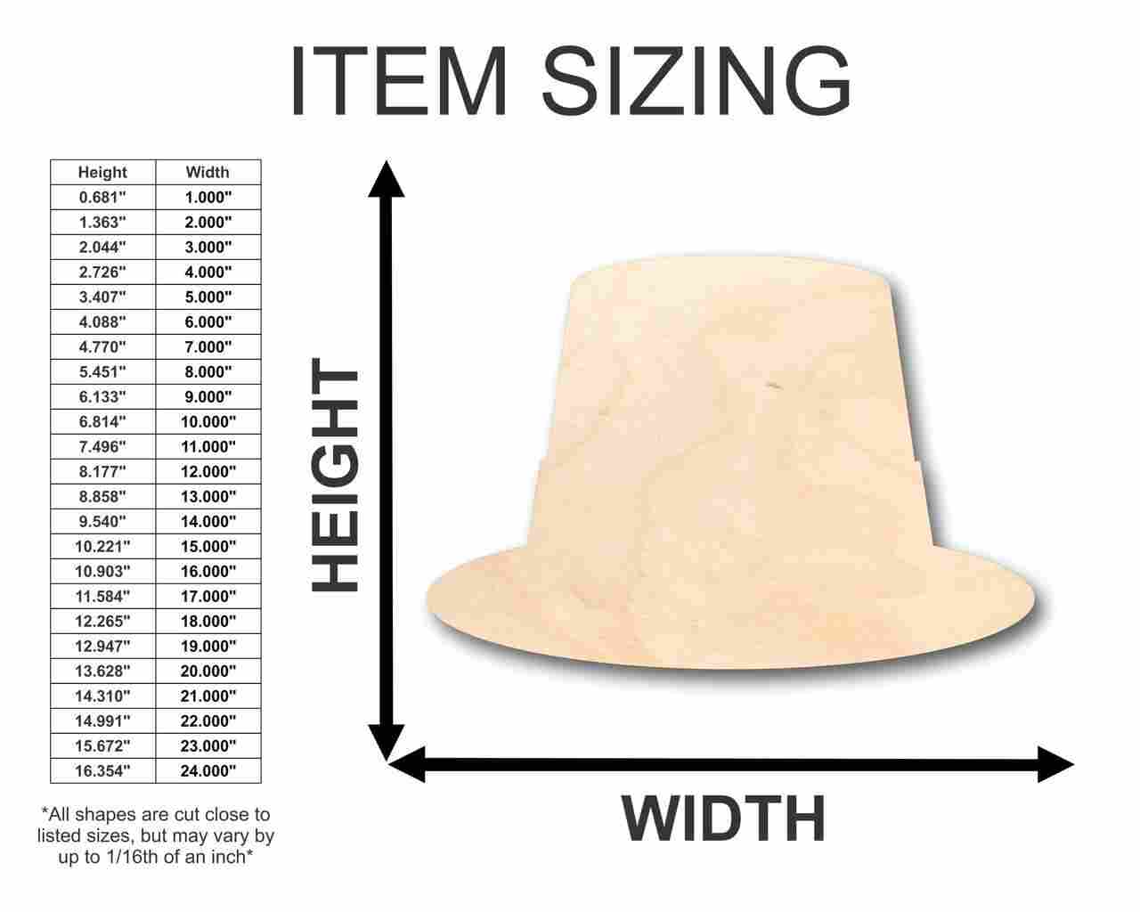 Unfinished Wood Leprechaun Hat Shape - St Patrick's - Craft - up to 46" DIY