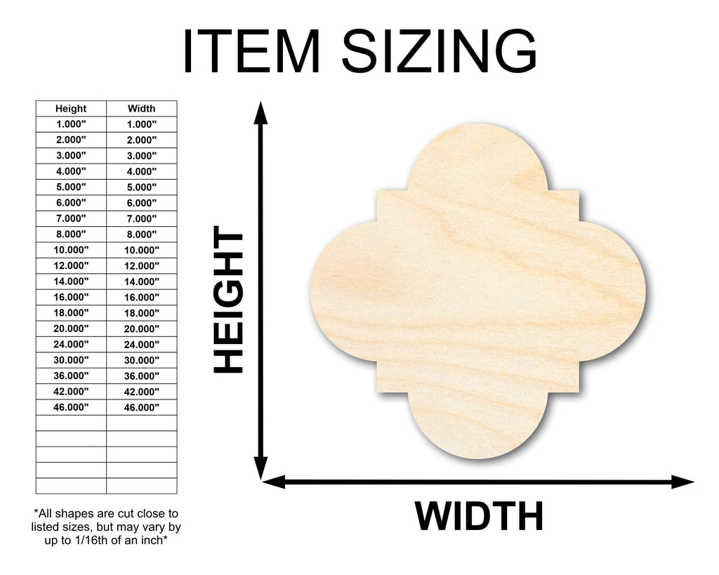 Unfinished Wood Quatrefoil Shape - Craft - up to 46" DIY