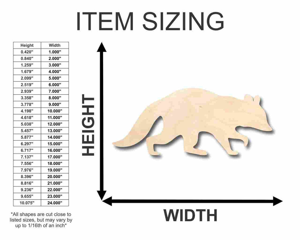 Unfinished Wood Raccoon Shape - Animal - Craft - up to 46" DIY