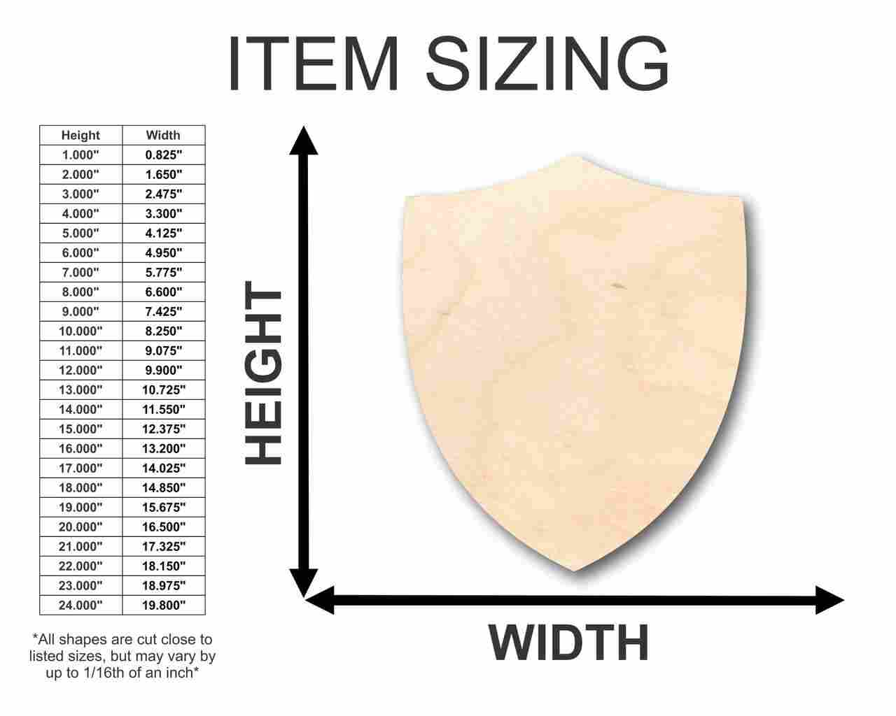 Unfinished Wood Shield Shape - Soldier - Knight - Craft - up to 46" DIY
