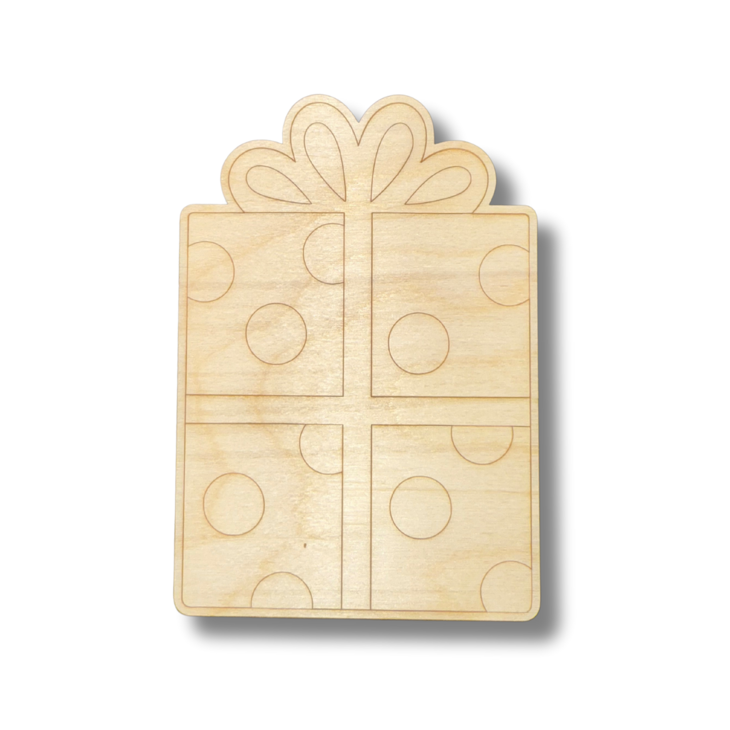 Unfinished Wood Etched Present Shape | Paint By Line Crafts | up to 30" DIY