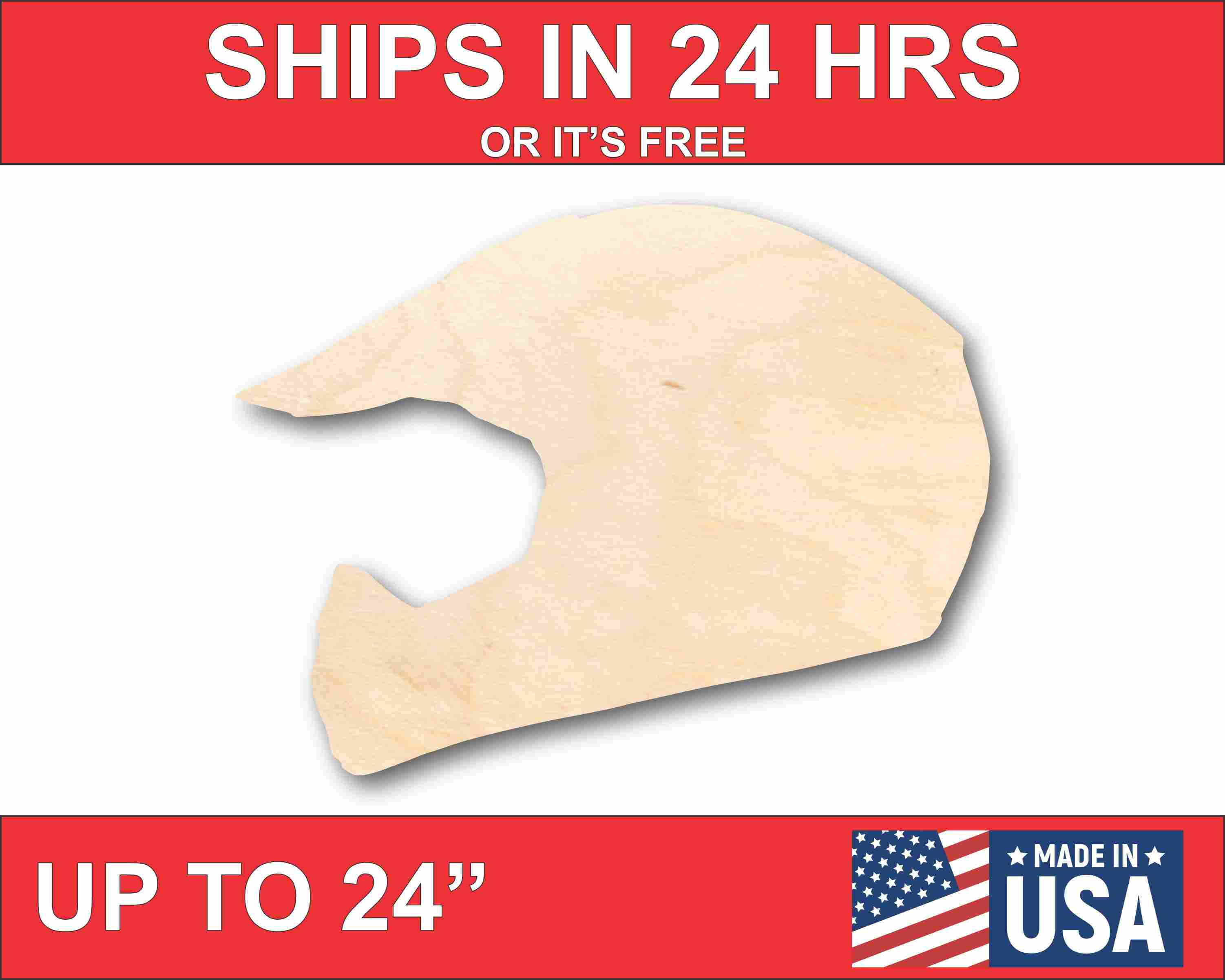 Unfinished Wood Dirt Bike Helmet Silhouette - Craft- up to 46" DIY