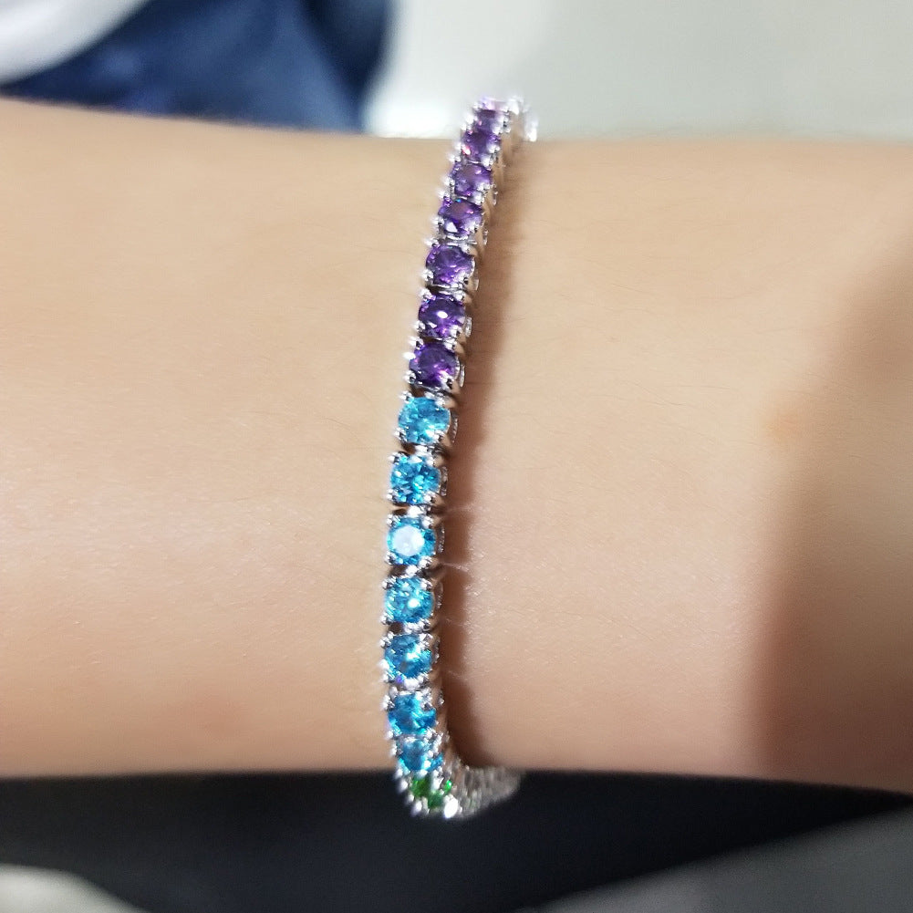 Hip-hop colored zircon tennis bracelets