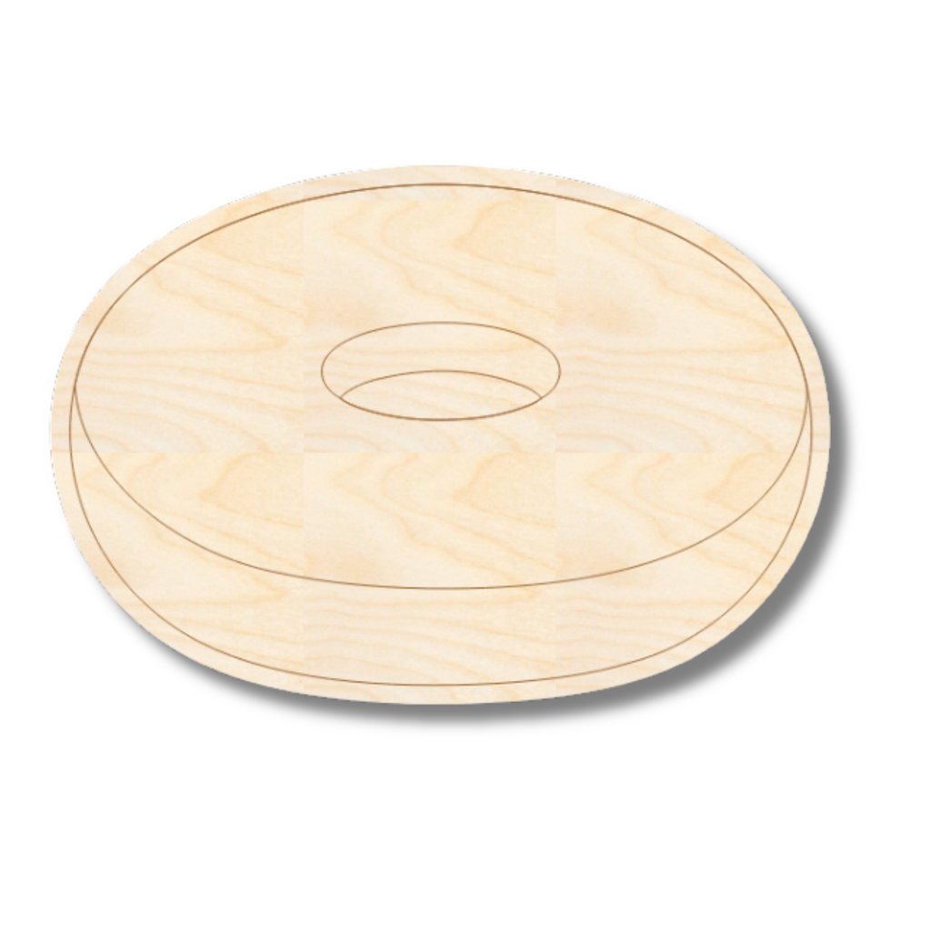 Unfinished Wood Etched Bagel Shape | Paint By Line Crafts | up to 30" DIY