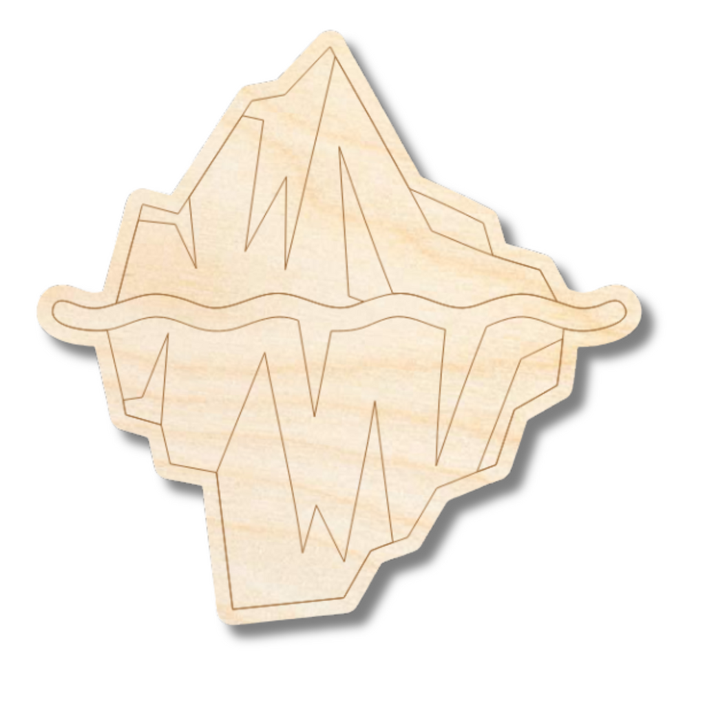 Unfinished Wood Etched Iceberg Shape | Paint By Line Crafts | up to 30" DIY