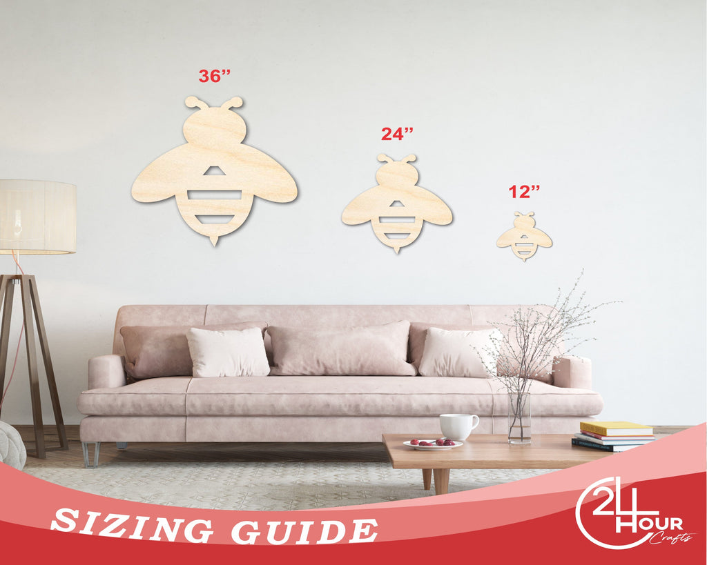 Unfinished Wood Bumble Bee Silhouette - Animal Craft - up to 46" DIY