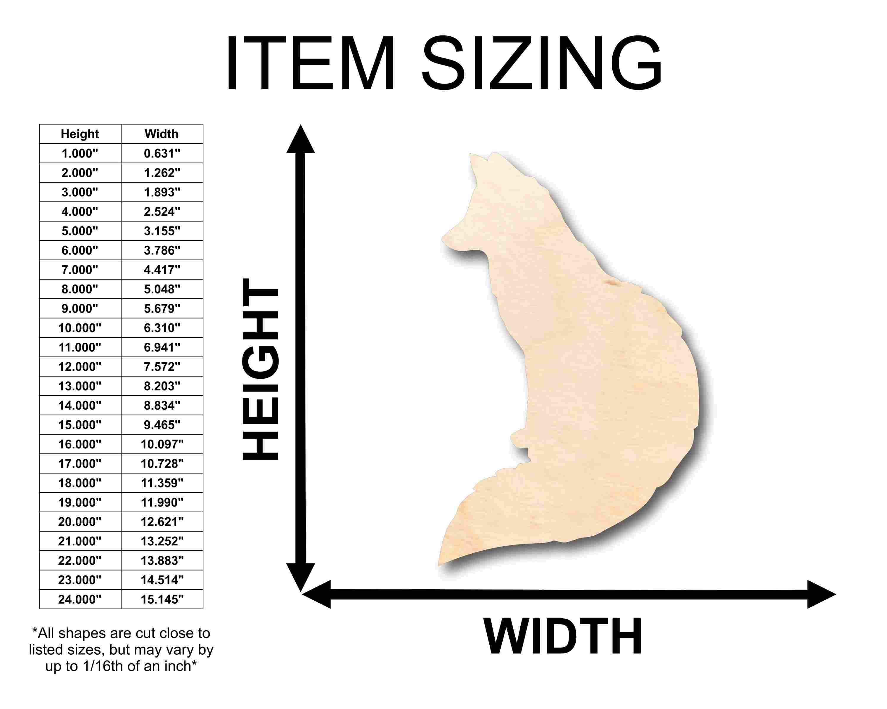 Unfinished Wood Fox Silhouette - Craft- up to 46" DIY