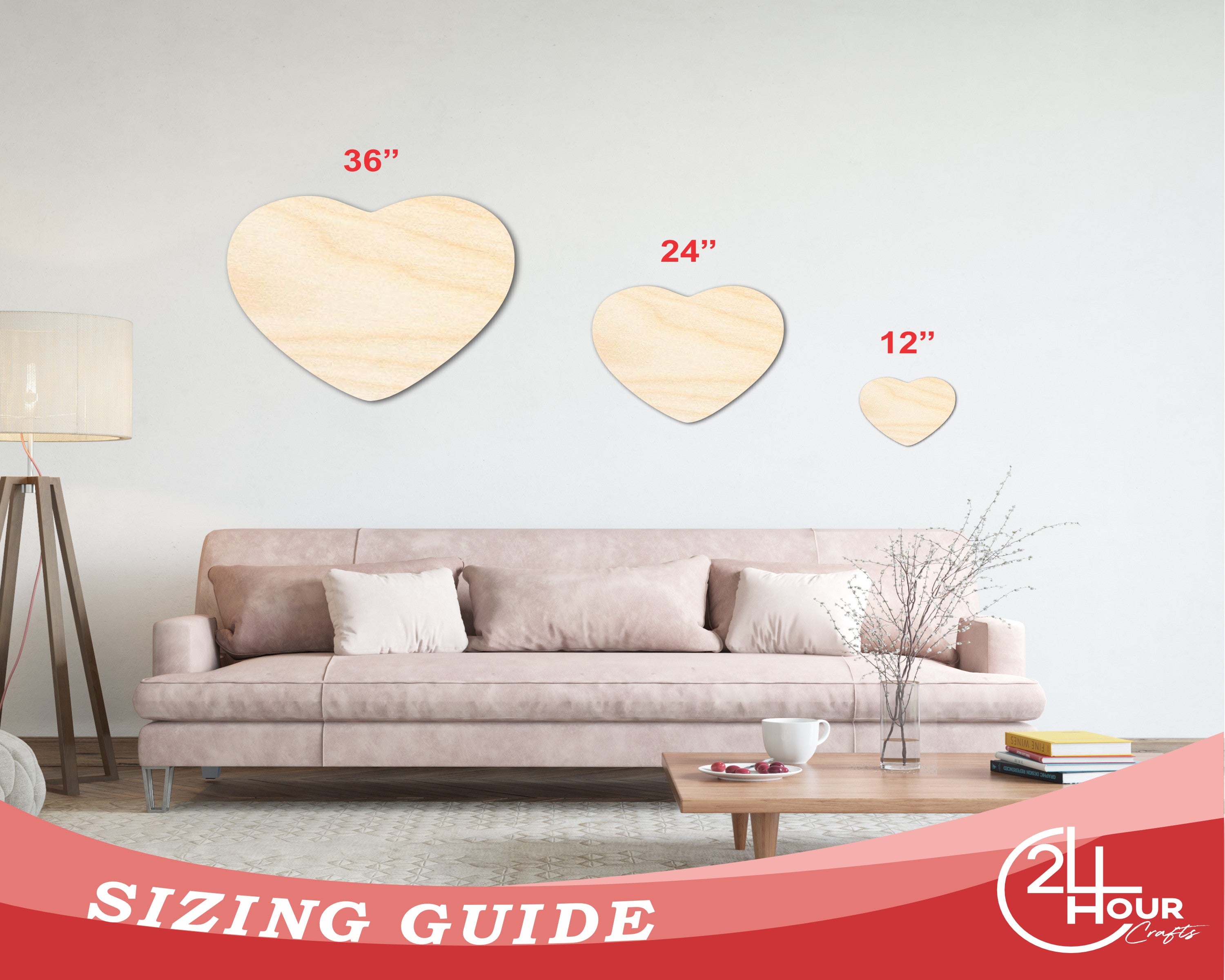 Unfinished Wood Marshmallow Heart Silhouette - Craft - up to 46" DIY