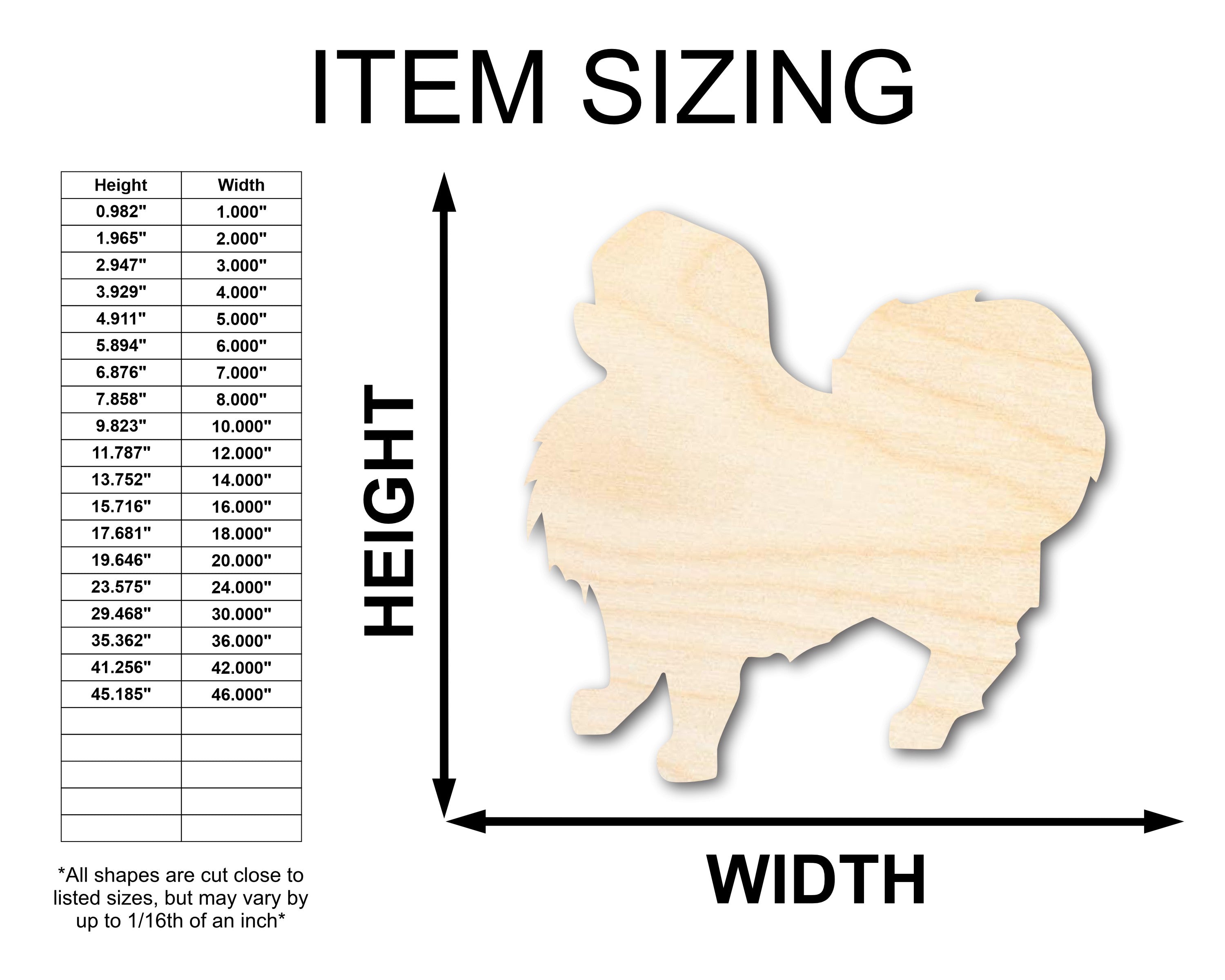 Unfinished Wood Japanese Chin Shape - Pet Craft - up to 46"