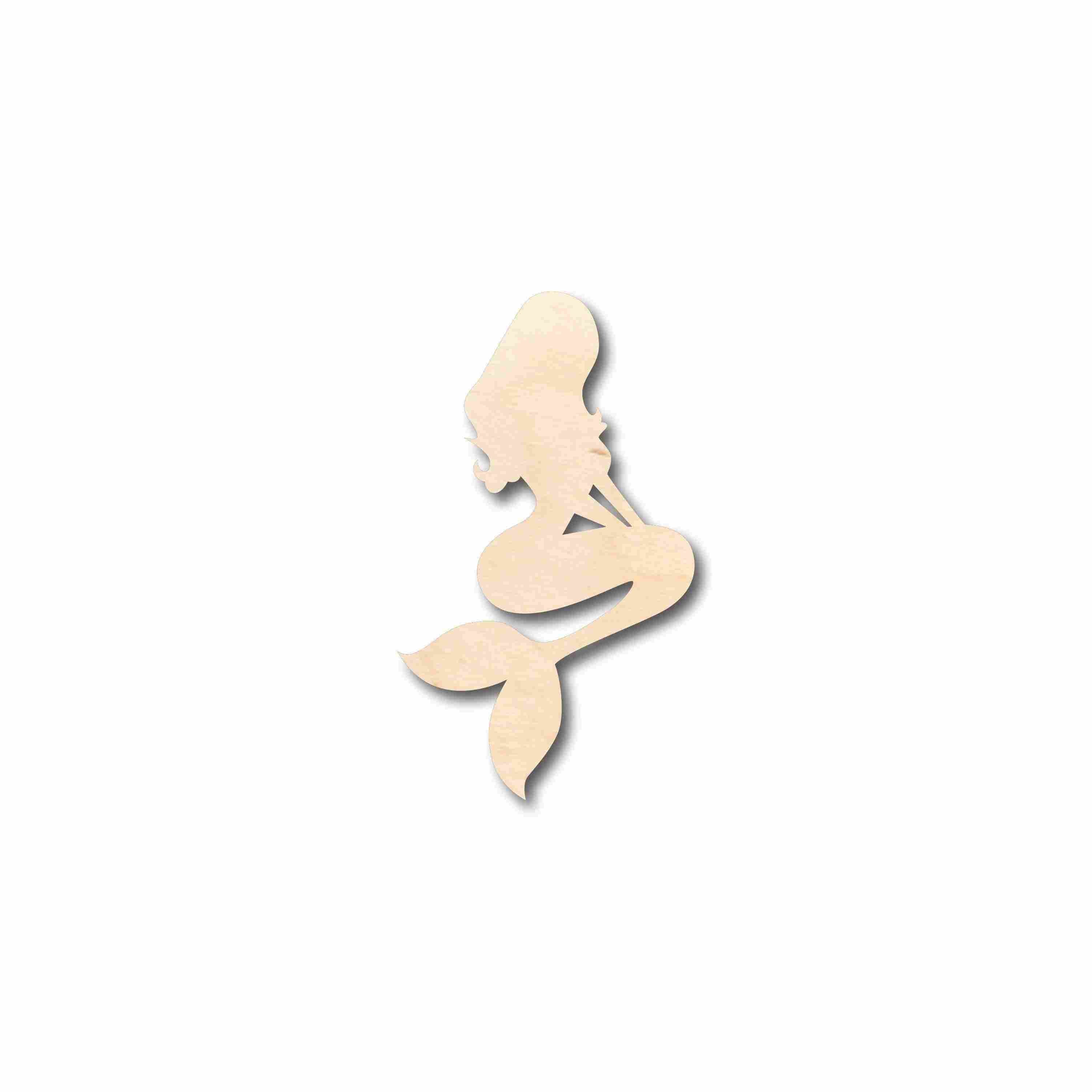 Unfinished Wood Mermaid Siren Silhouette - Craft- up to 46" DIY