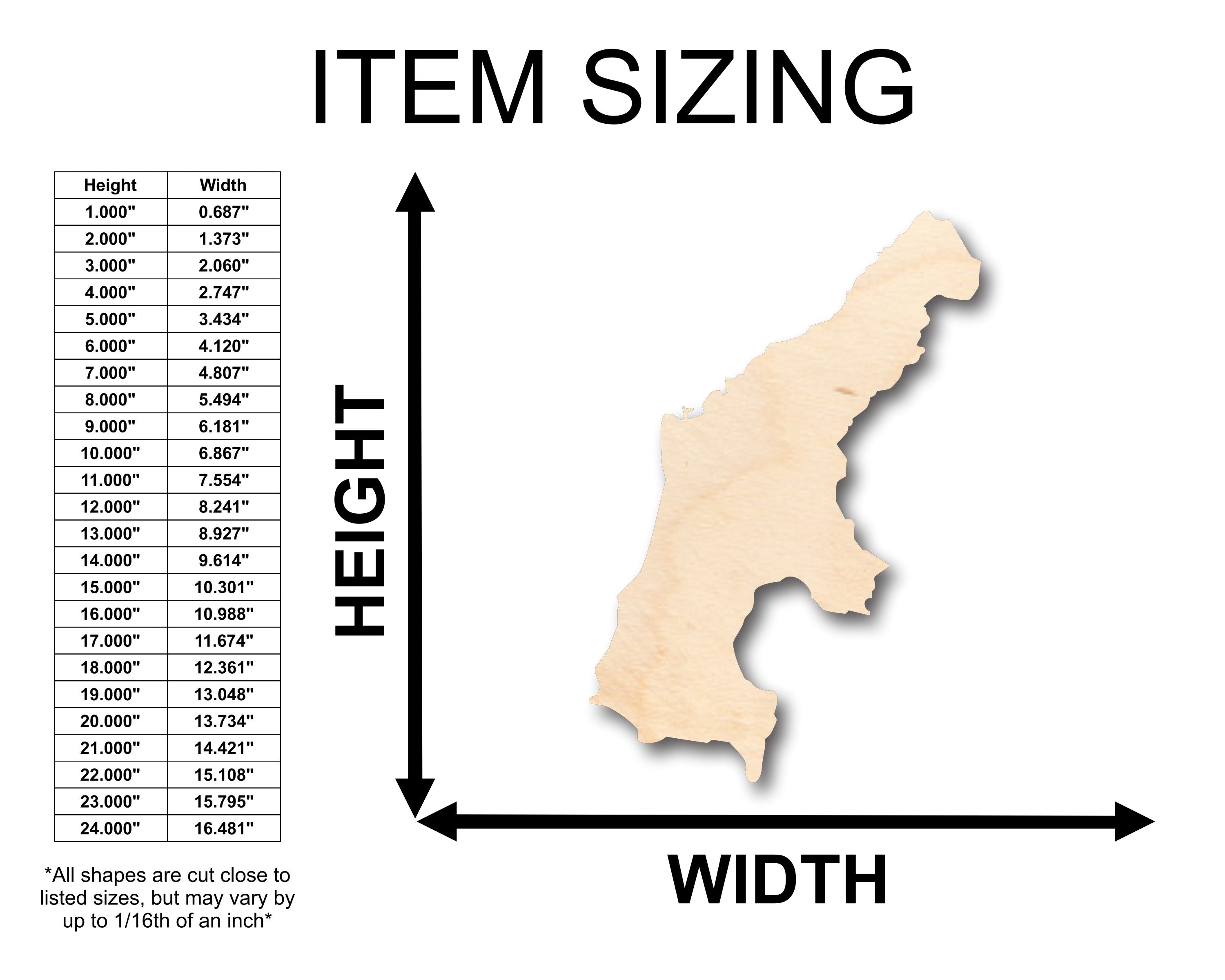 Unfinished Wood Saipan Shape - Craft - up to 46" DIY