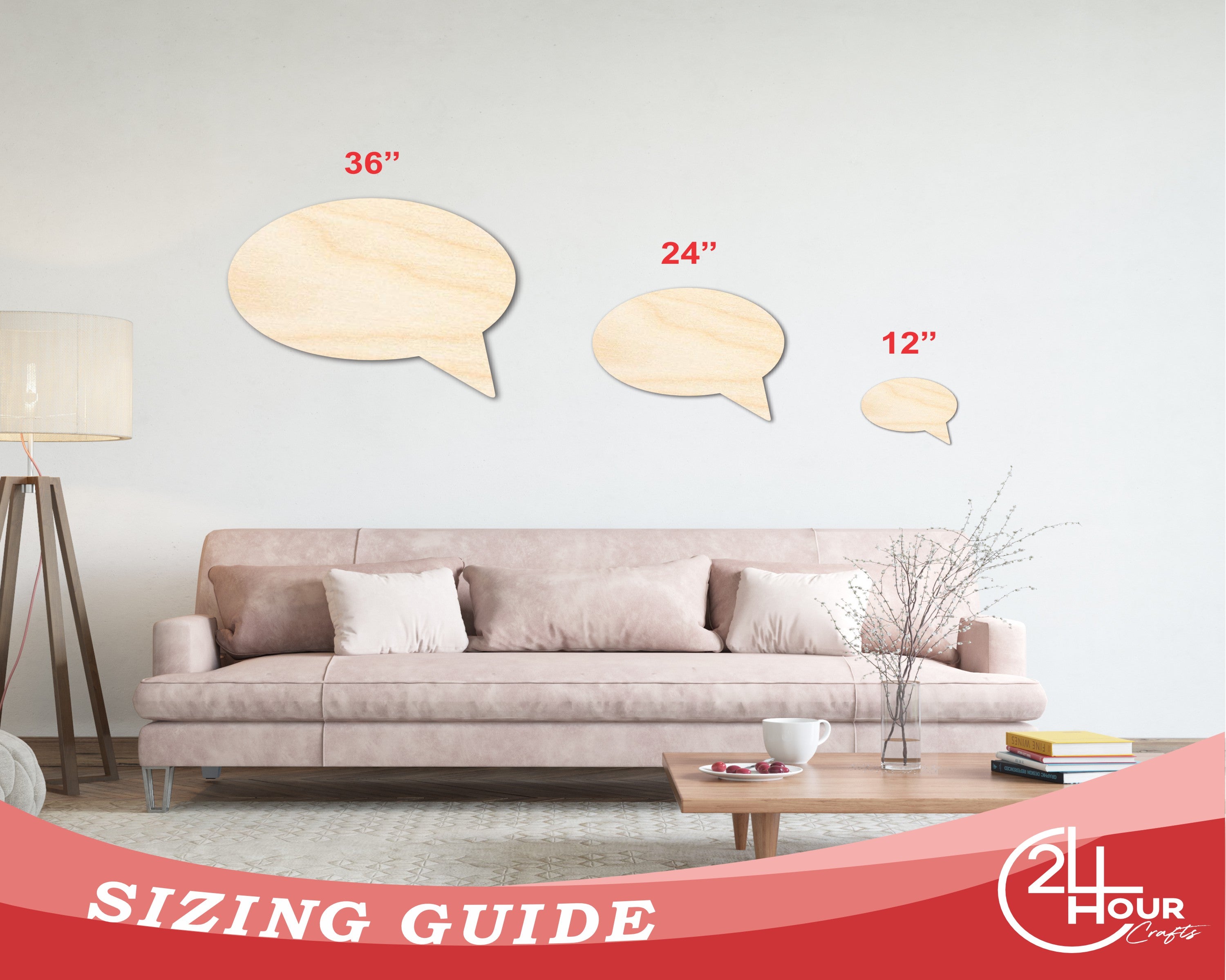 Unfinished Wood Speech Bubble Shape | Craft Cutout | up to 46" DIY