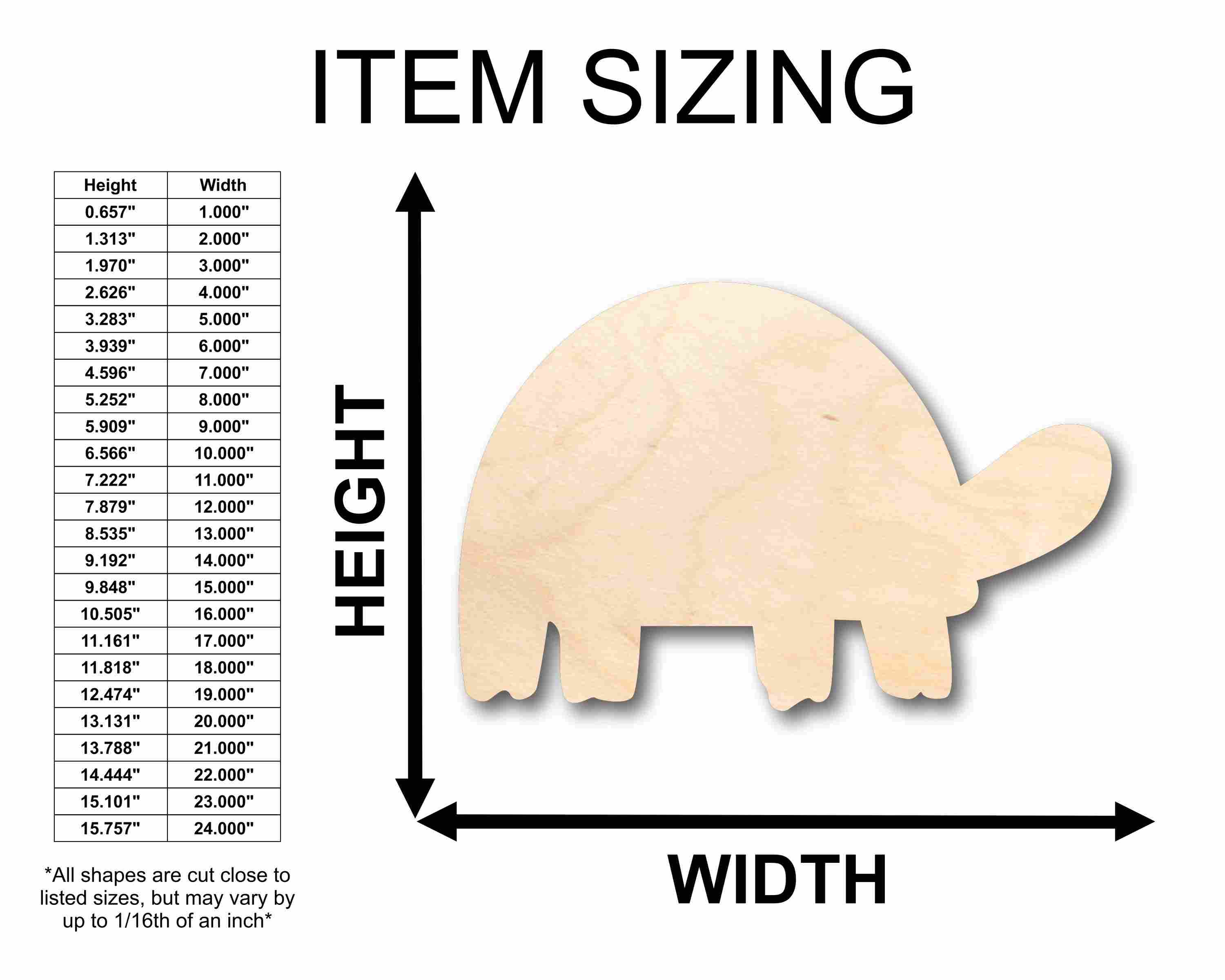 Unfinished Wood Tortoise Silhouette - Craft- up to 46" DIY