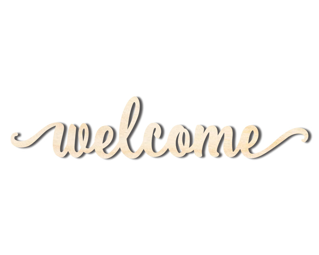 Unfinished Wood Welcome Script Shape - Word Craft - up to 46"