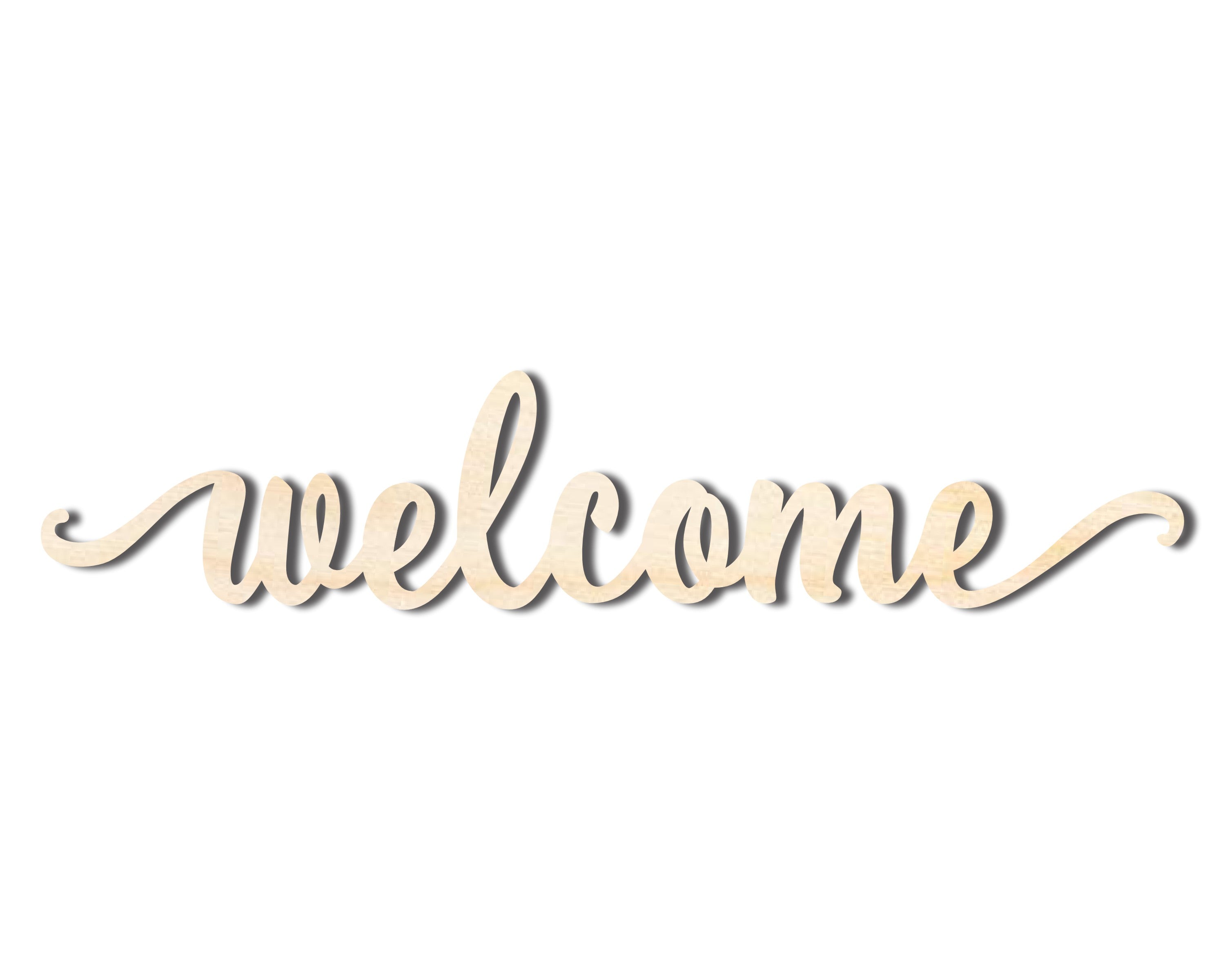 Unfinished Wood Welcome Script Shape - Word Craft - up to 46"