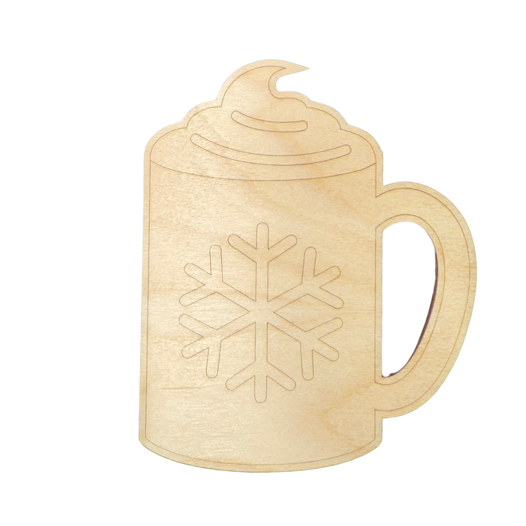 Unfinished Wood Etched Hot Chocolate Shape | Paint By Line Crafts | up to 30" DIY