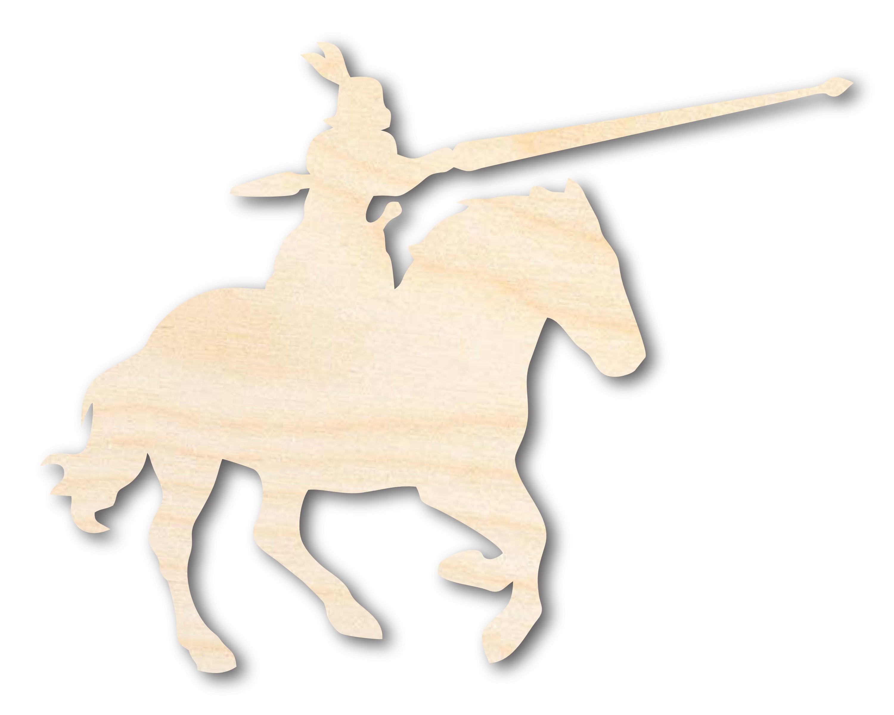 Unfinished Wood Jousting Knight Shape - Craft - up to 46"