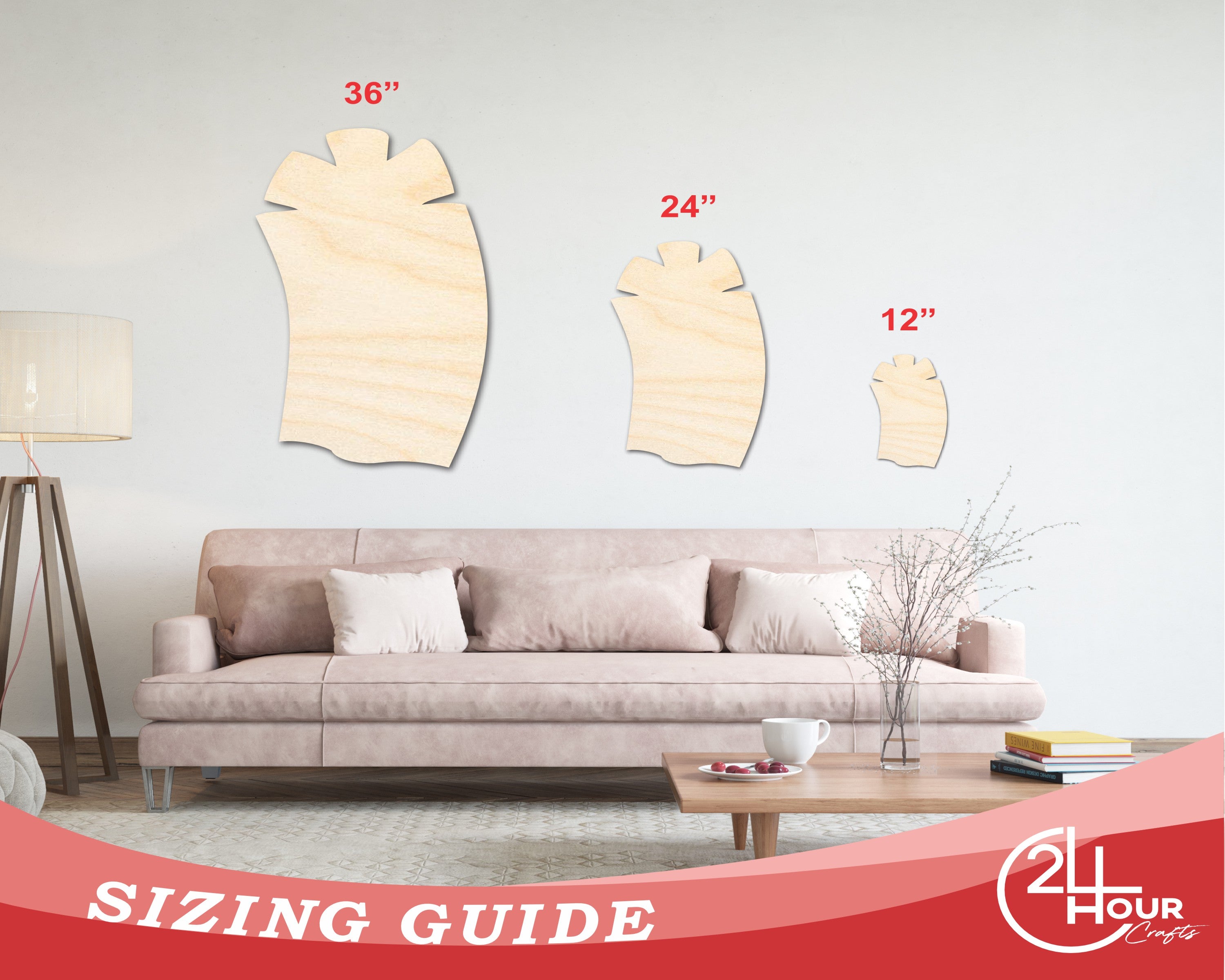 Unfinished Wood Crafty Present Shape | Craft Cutout | up to 46" DIY