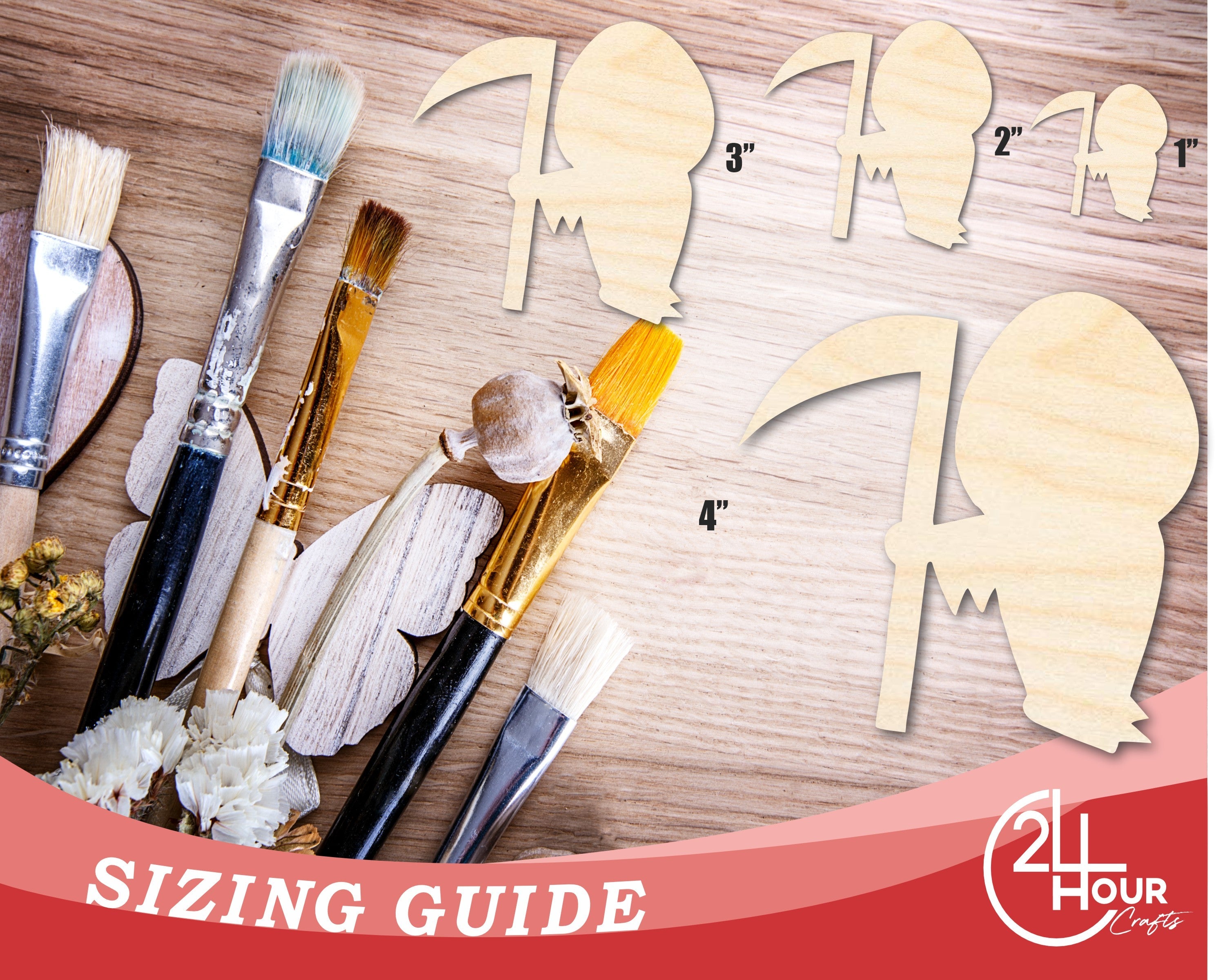 Unfinished Wood Grim Reaper Shape | Craft Cutout | up to 46" DIY