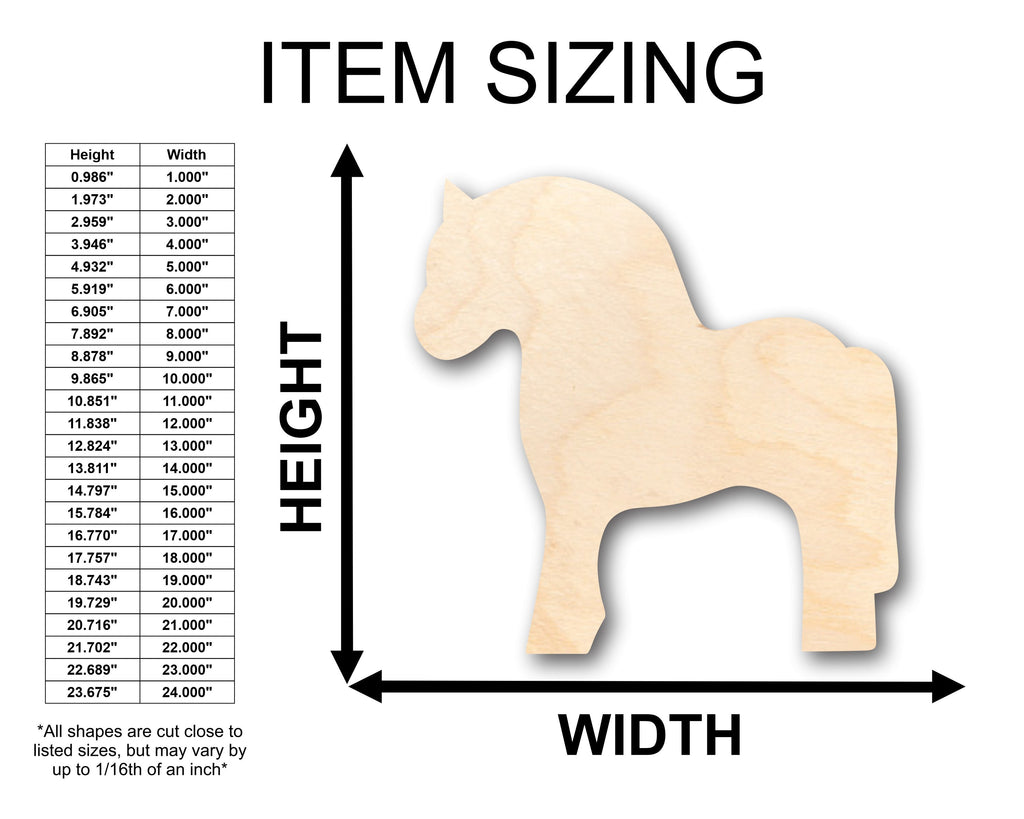 Unfinished Wood Norwegian Fjord Dala Horse Shape - Craft - up to 46" DIY