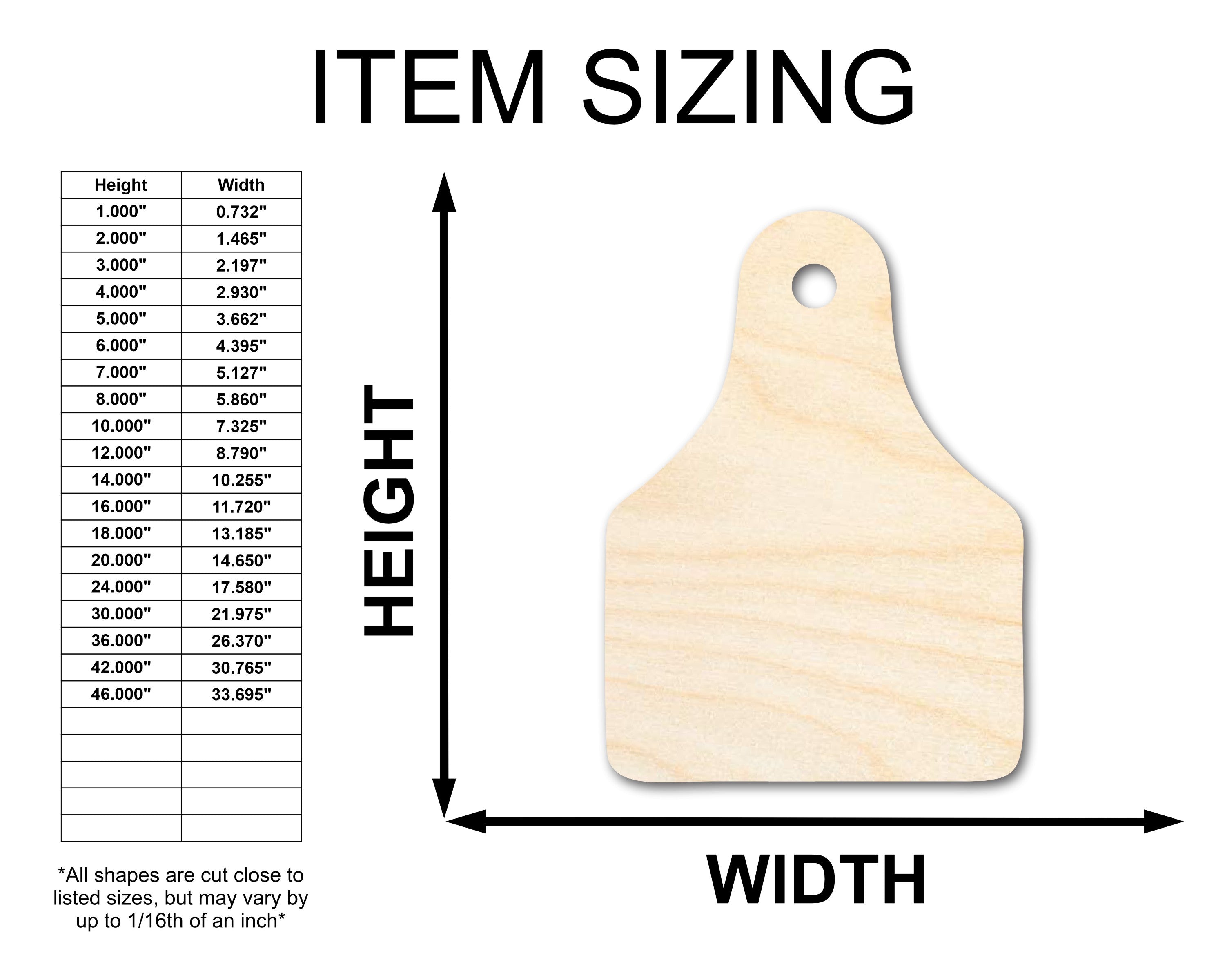 Unfinished Wood Cow Tag Shape - Farm Craft - up to 46" DIY