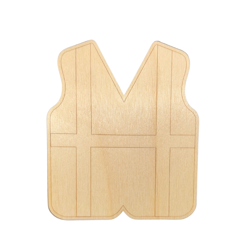 Unfinished Wood Etched Construction Vest Shape | Paint By Line Crafts | up to 30" DIY
