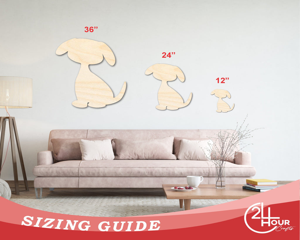 Unfinished Wood Cute Sitting Dog Silhouette | DIY Dog Craft Cutout | up to 46" DIY