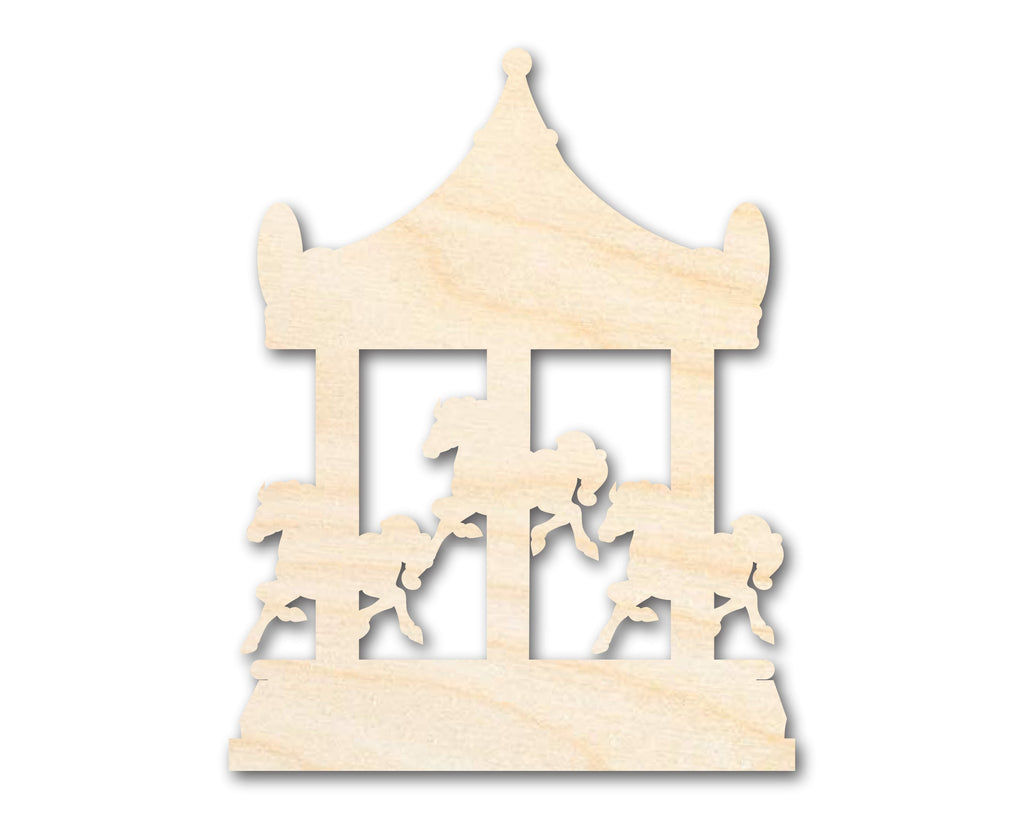 Unfinished Wood Merry-Go-Round Shape | Carousel Craft | Amusement Park | Craft Cutout | up to 46" DIY