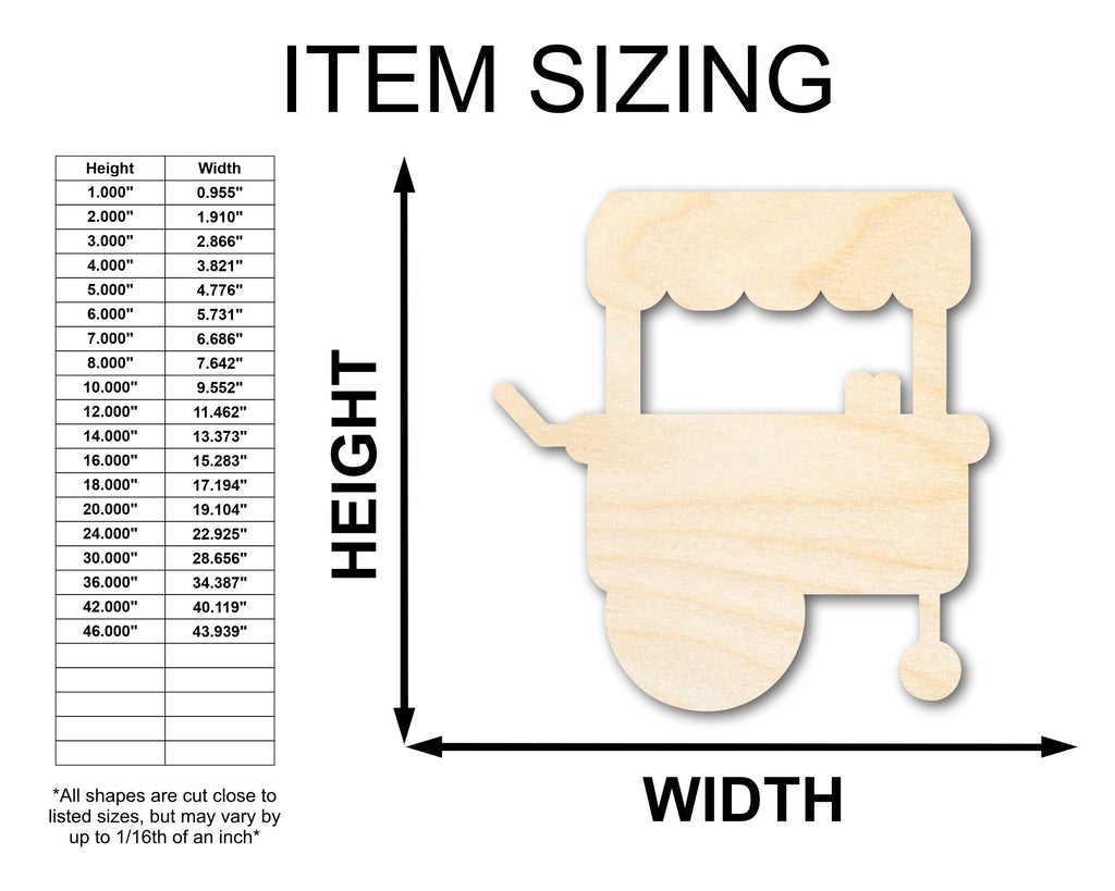 Unfinished Wood Food Stand Shape | Amusement Park | Craft Cutout | up to 46" DIY
