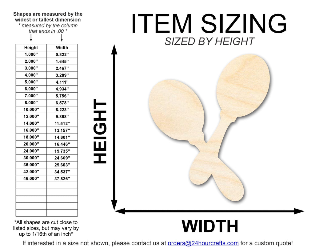 Unfinished Wood Maracas Shape | DIY Mariachi Craft Cutout | up to 46" DIY