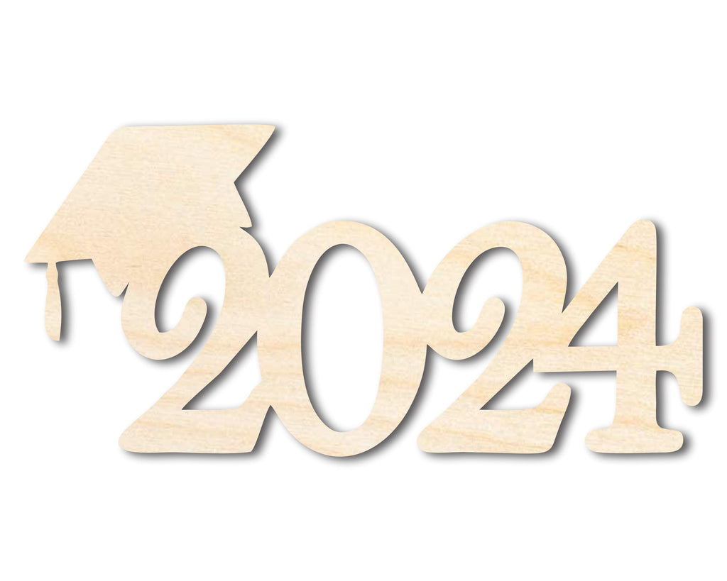 Unfinished 2024 Graduation Cap Silhouette | DIY Craft Cutout | up to 46" DIY