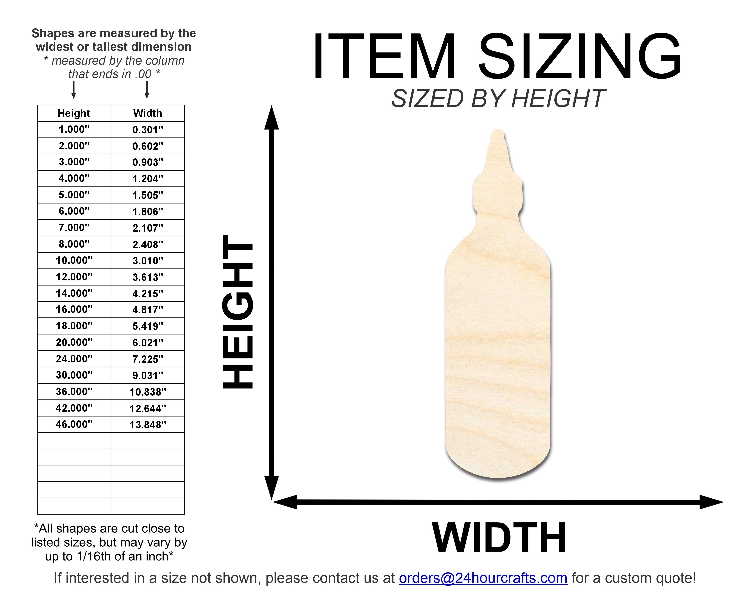 Unfinished Sriracha Bottle Shape | DIY Craft Cutout | up to 46" DIY