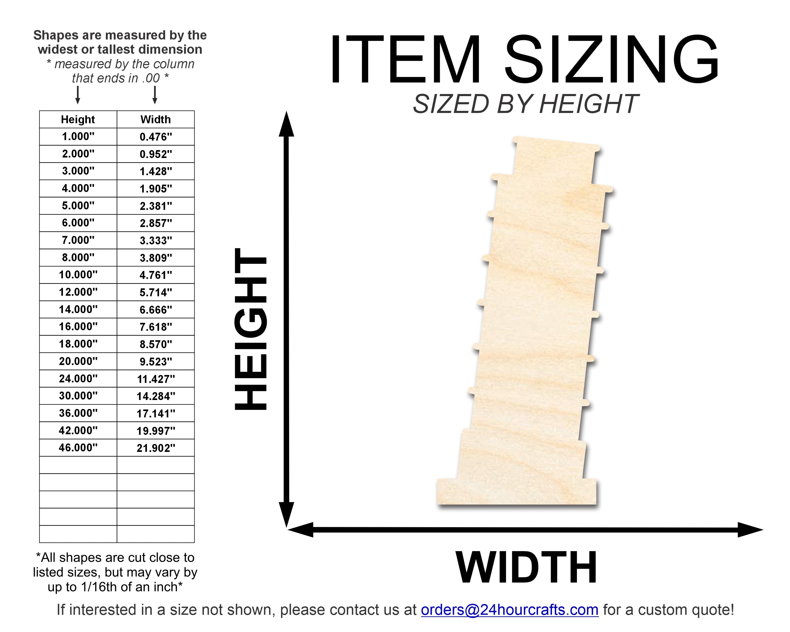 Unfinished Wood Leaning Tower of Pisa Shape | DIY Craft Cutout | up to 46" DIY
