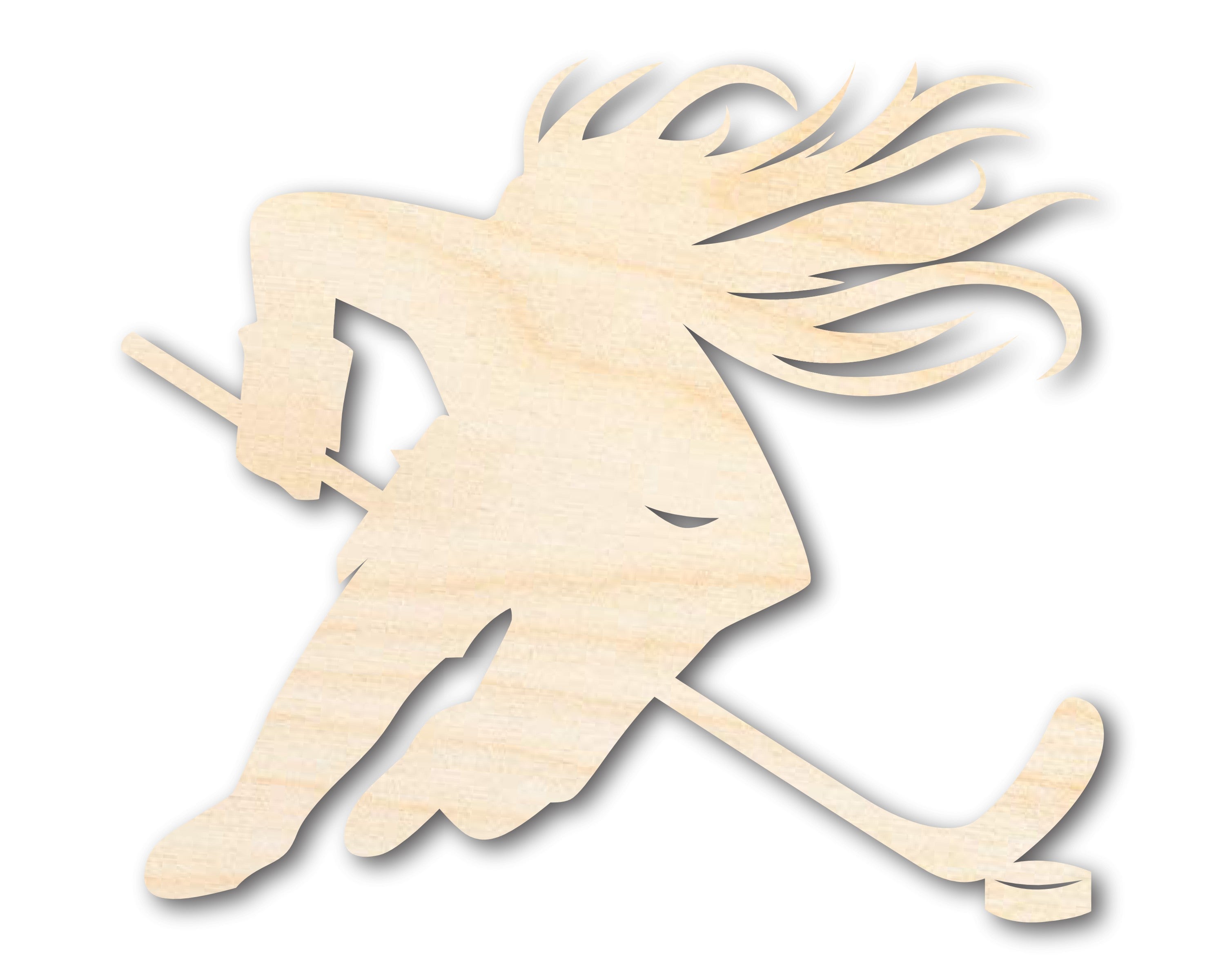 Unfinished Wood Hockey Player Female Shape | DIY Craft Cutout | up to 46" DIY