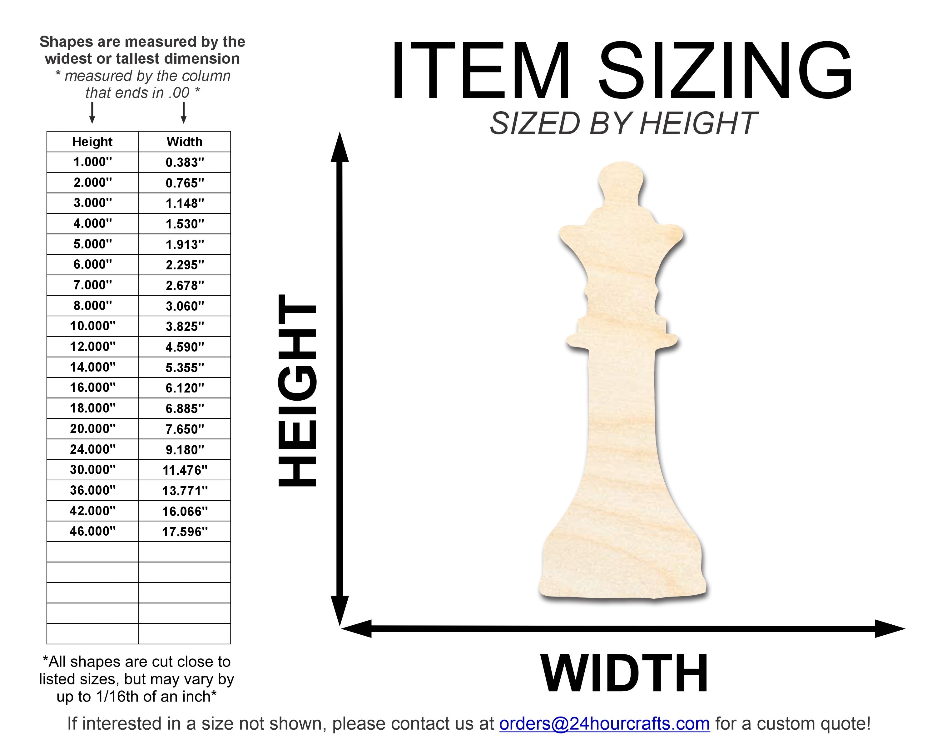 Unfinished Wood Queen Chess Piece Shape | DIY Craft Cutout | up to 46" DIY
