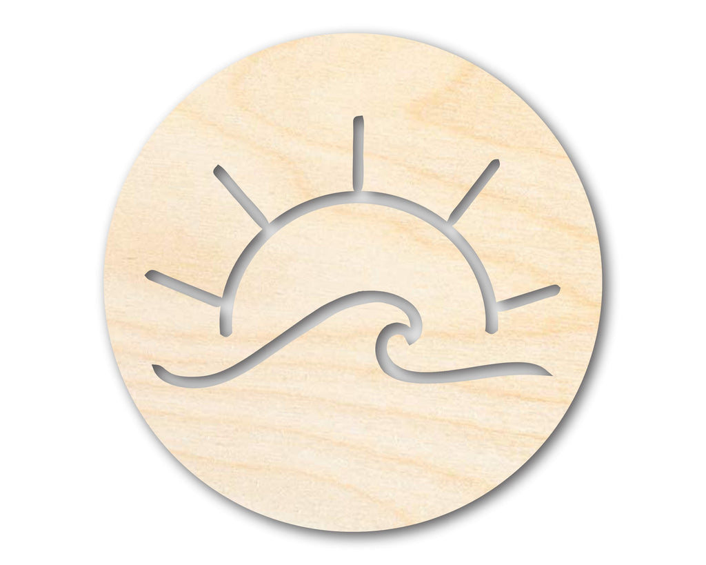 Unfinished Wood Ocean Wave and Sun Cutout Shape | DIY Craft Cutout | up to 46" DIY