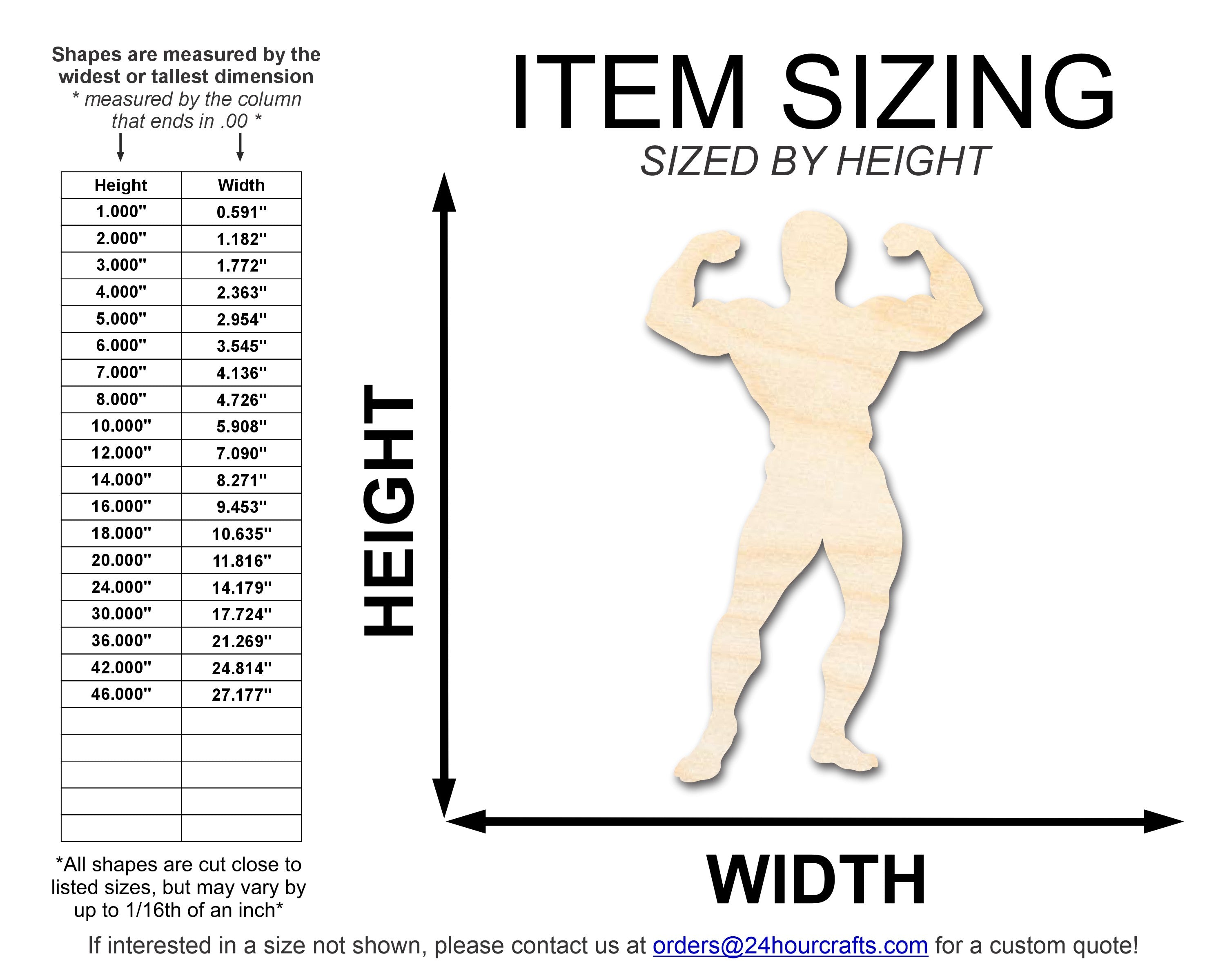 Unfinished Wood Body Builder Shape | DIY Craft Cutout | up to 46" DIY