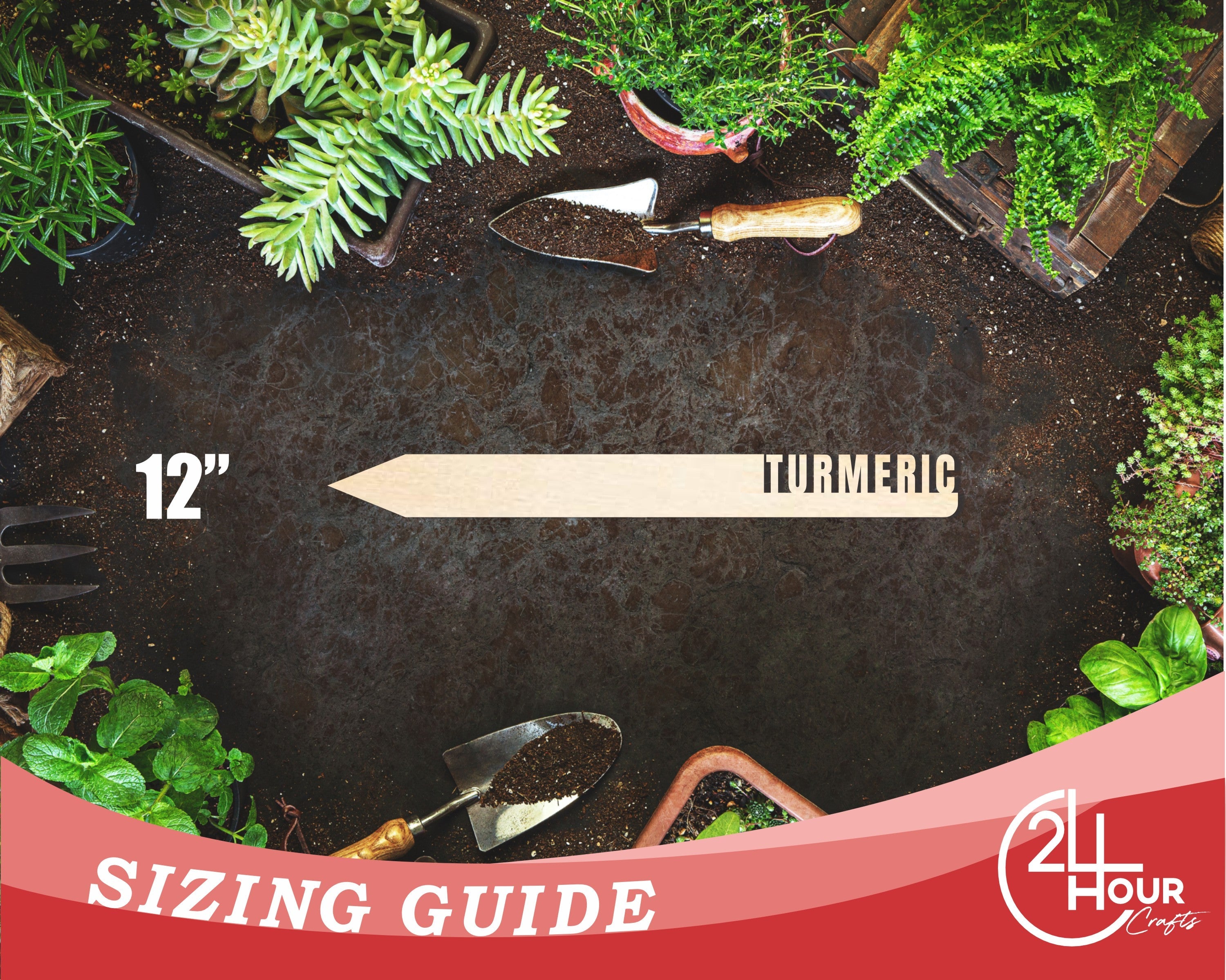 Unfinished Wood Turmeric Garden Stake | DIY Craft Cutout | up to 24" DIY