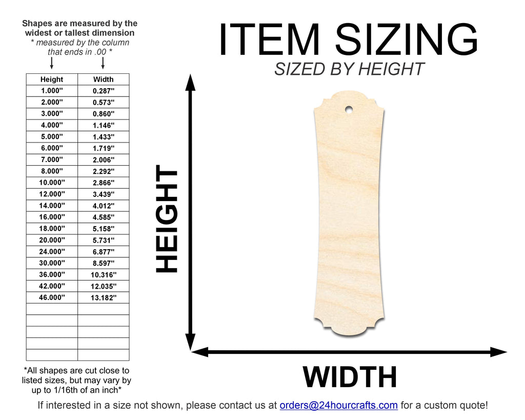 Unfinished Wood Pointed And Curved Bookmark Shape | DIY Craft Cutout | up to 12" DIY