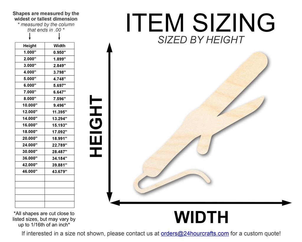 Unfinished Wood Curling Iron Shape | DIY Craft Cutout | up to 46" DIY