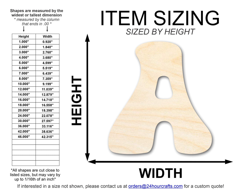 Unfinished Wood Groovy A Font Shape | DIY Craft Cutout | up to 46" DIY