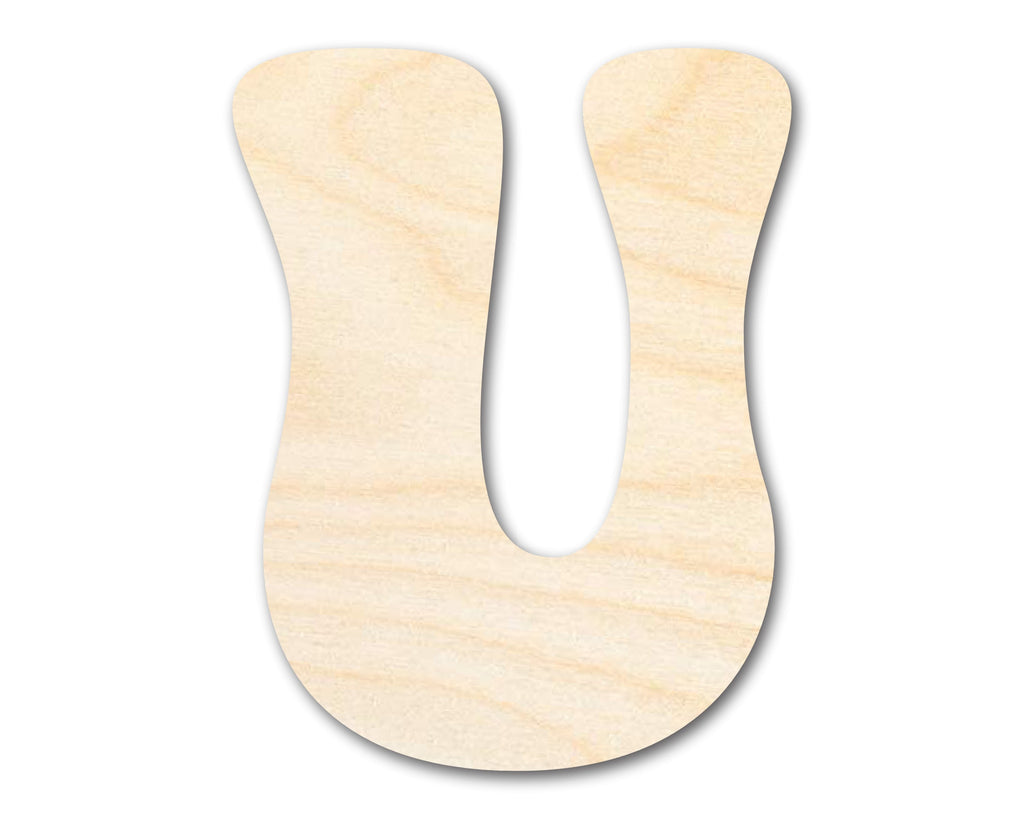 Unfinished Wood Groovy U Font Shape | DIY Craft Cutout | up to 46" DIY