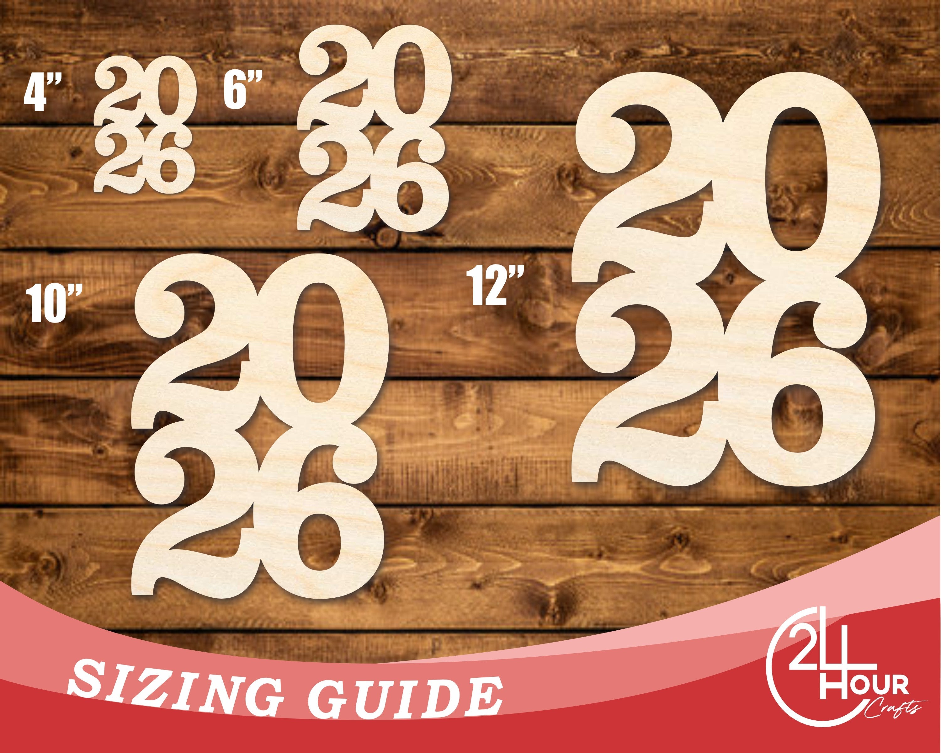 Unfinished Wood Year 2026 Shape | DIY Craft Cutout | up to 46" DIY