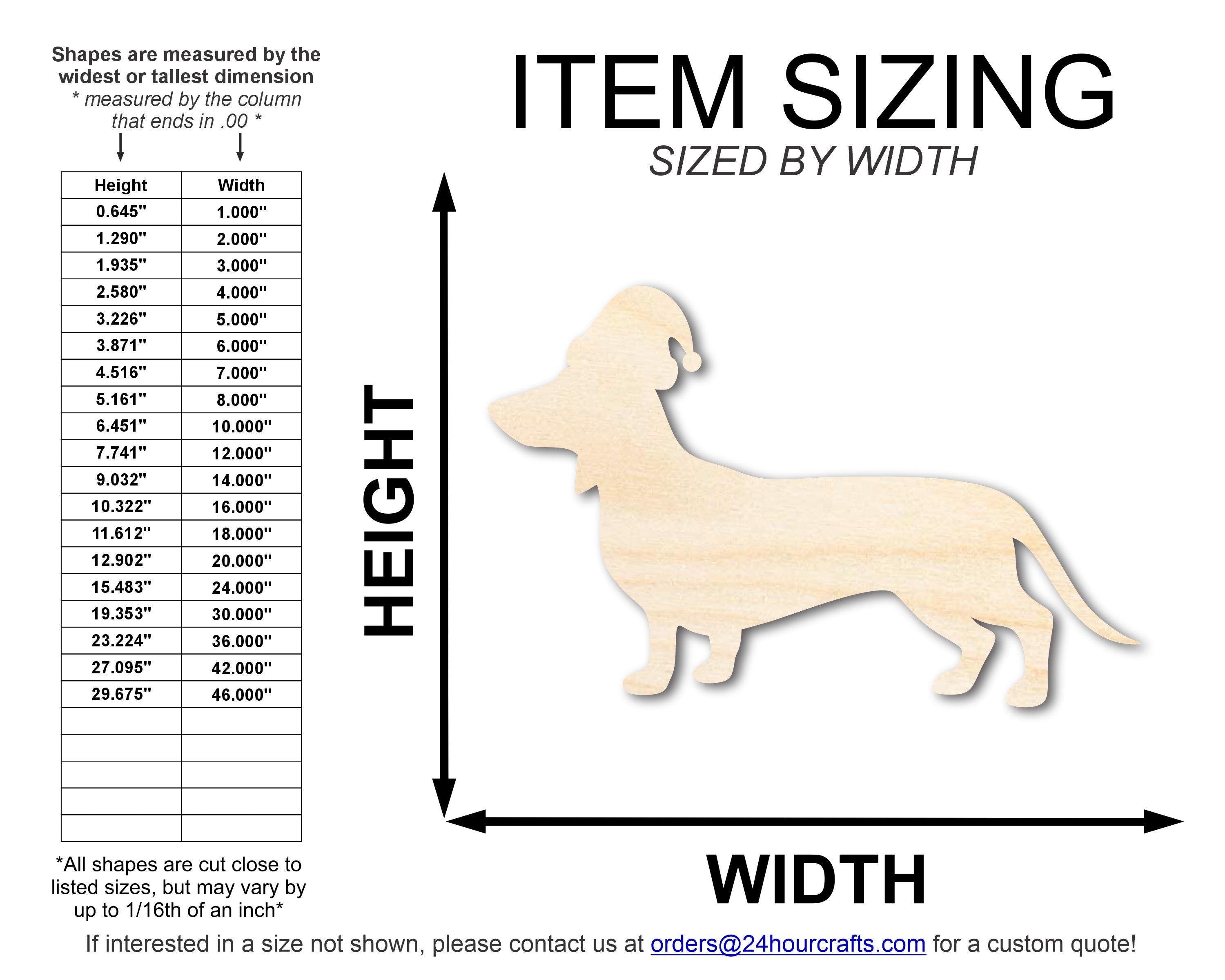 Unfinished Wood Dachshund With Santa Hat Shape | DIY Craft Cutout | up to 46" DIY